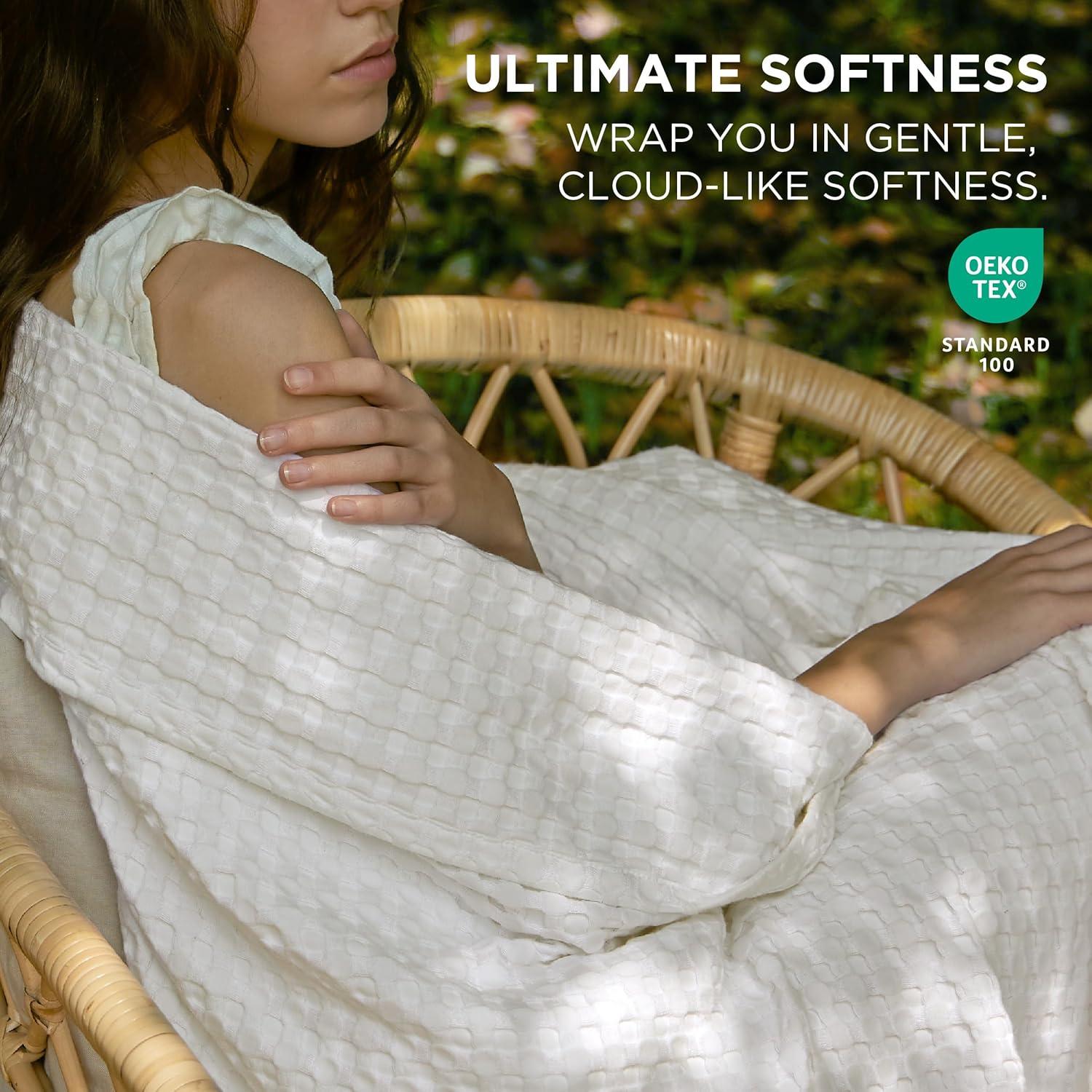 Manta Enfriadora Bedsure Queen 228.6x228.6 cm Algodón Bambú Marfil