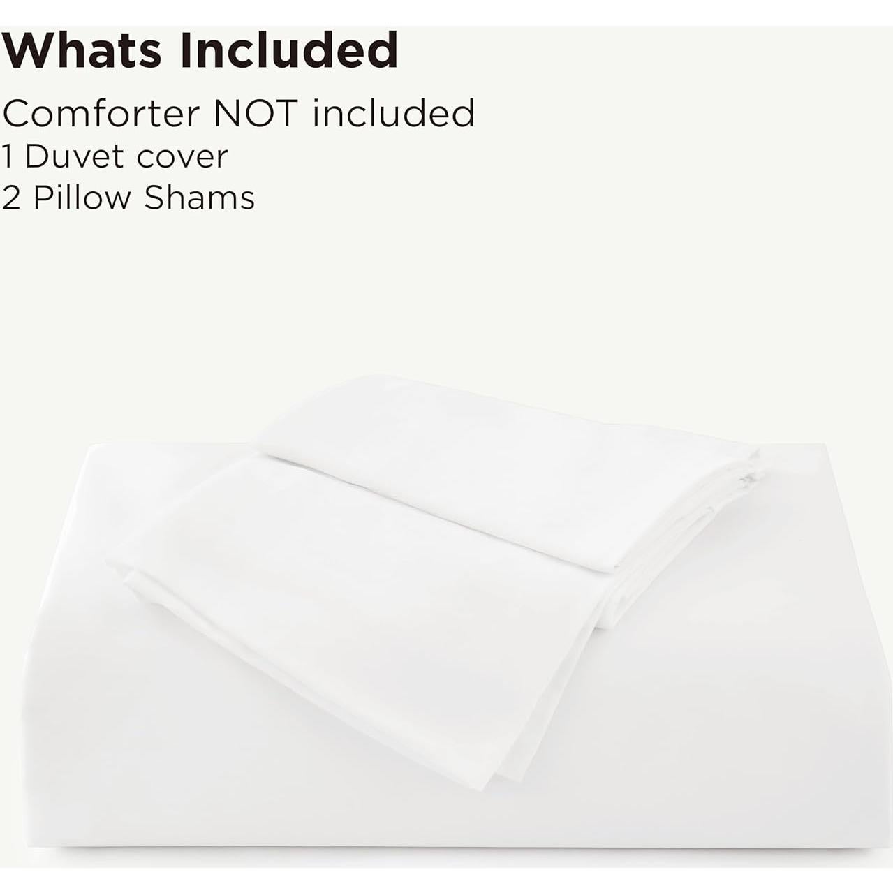 Bedsure Silky Cooling Duvet Cover Queen Size - Lightweight 100% Rayon Derived from Bamboo Comforter Cover Set for Hot Sleepers, Breathable & Moisture-Wicking Bedding Set, Pure White