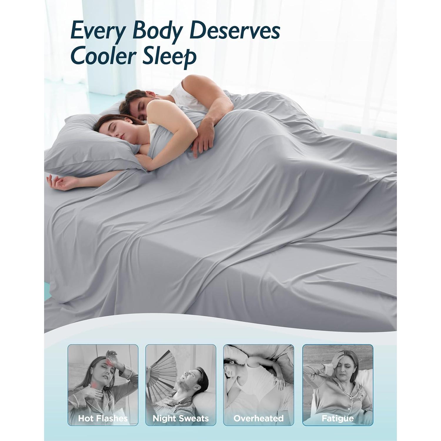 Juego de Sábanas Refrigerantes Queen Breescape Gris Brumoso