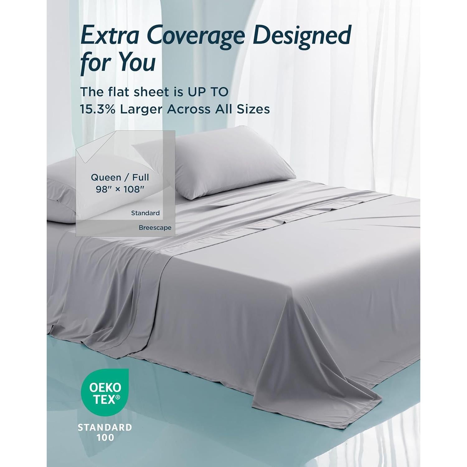 Juego de Sábanas Refrigerantes Queen Breescape Gris Brumoso