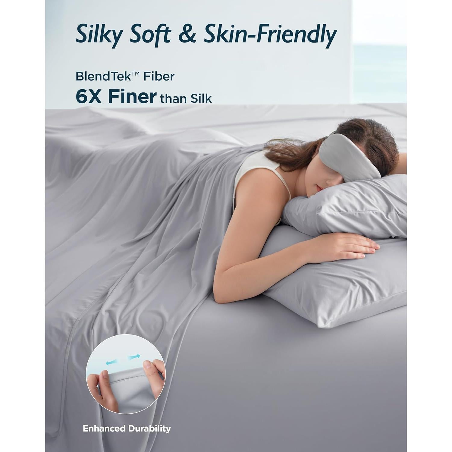 Juego de Sábanas Refrigerantes Queen Breescape Gris Brumoso