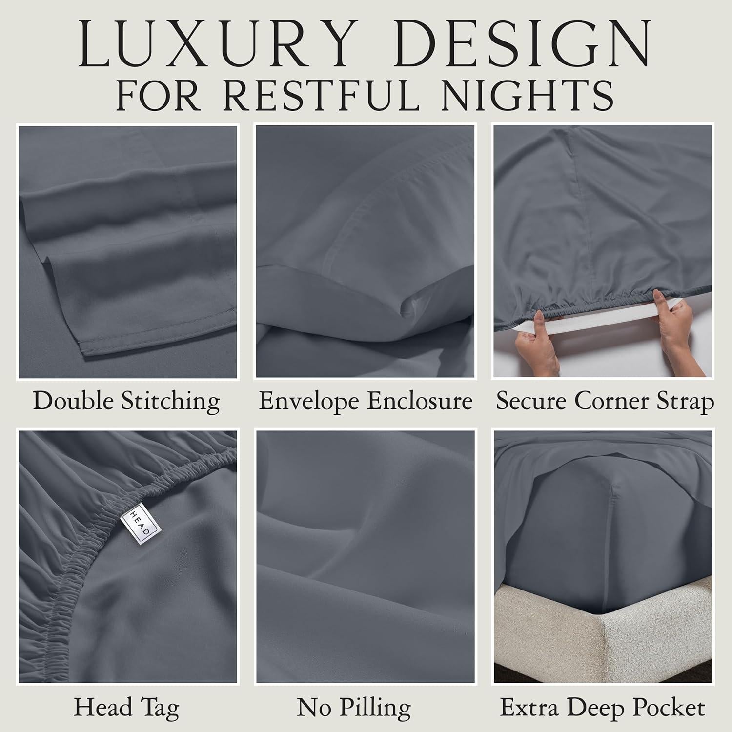 Juego de Sábanas de Viscosa de Bambú Karissa Mae Reina 300 Hilos