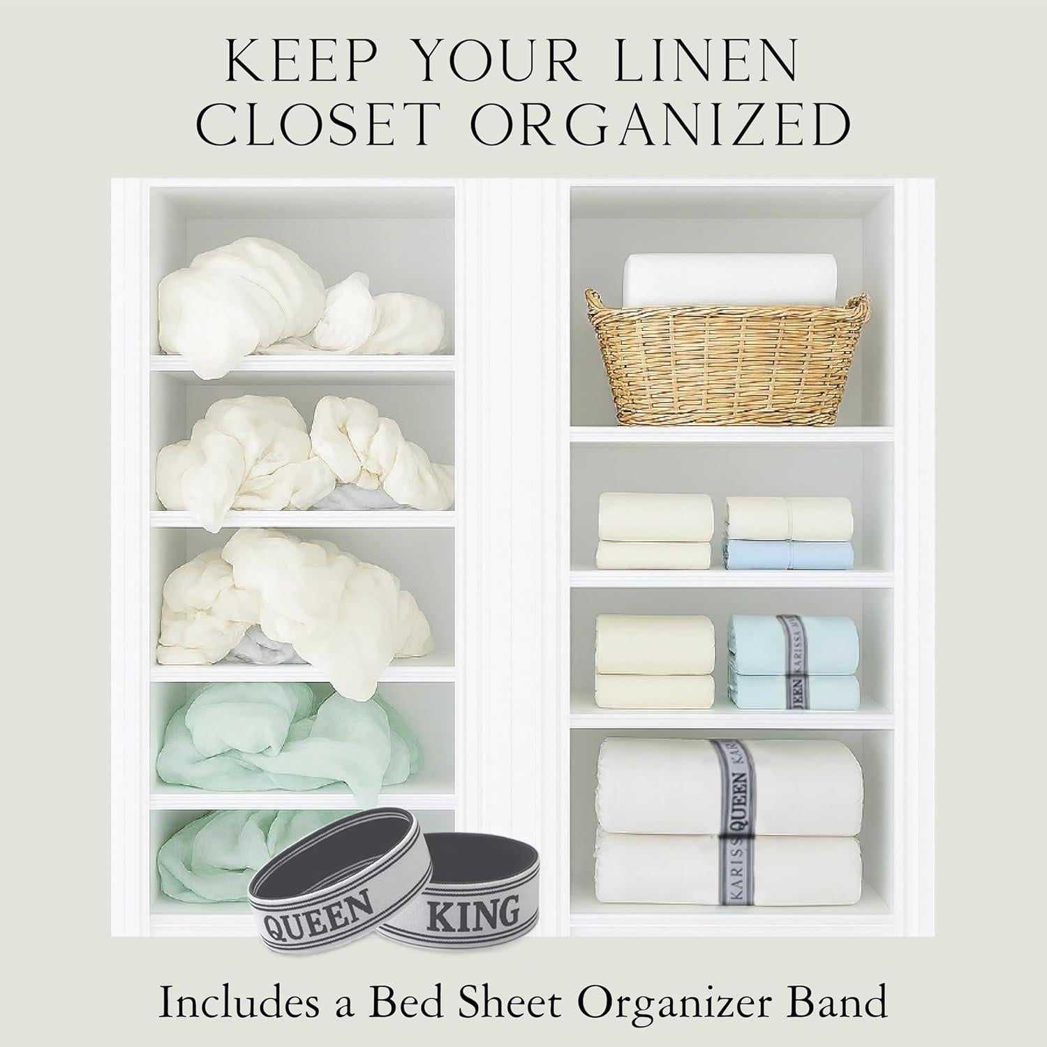 Juego de Sábanas de Viscosa de Bambú Karissa Mae Reina 300 Hilos