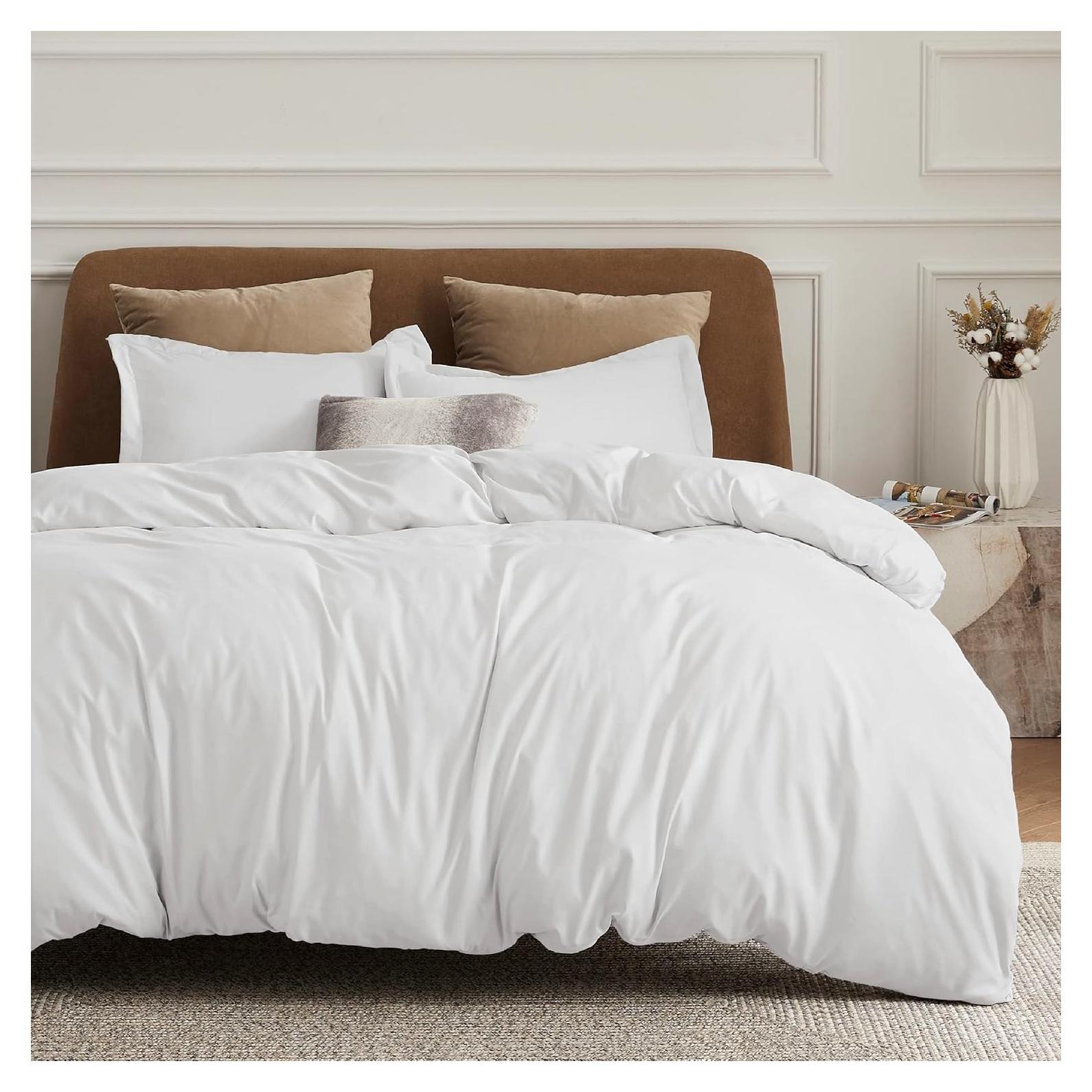 Funda de Edredón Queen Bedsure Blanca - Juego 3 Piezas Suave