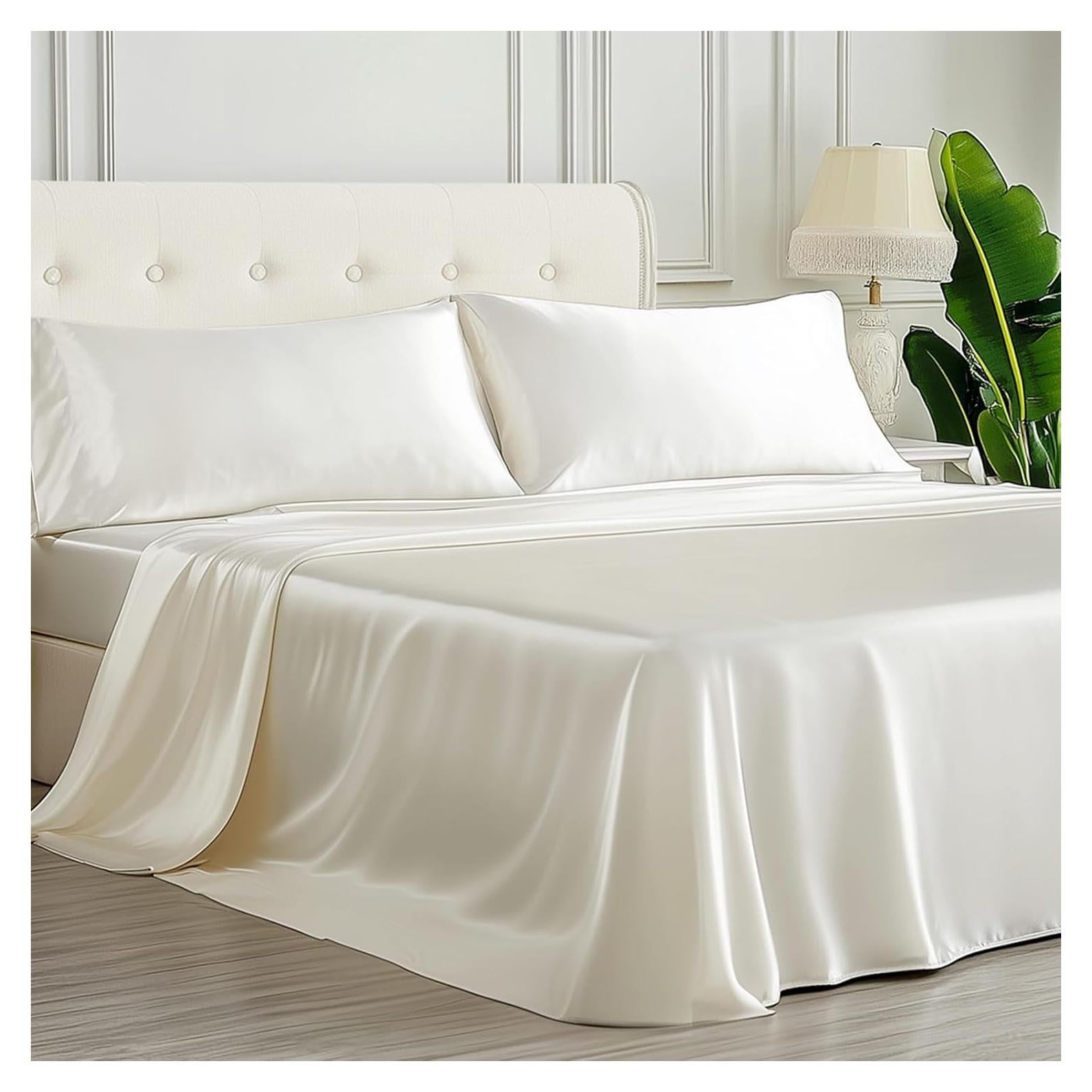 Juego de Sábanas Queen Sylvaris 4 Piezas Viscosa Bambú Blanco