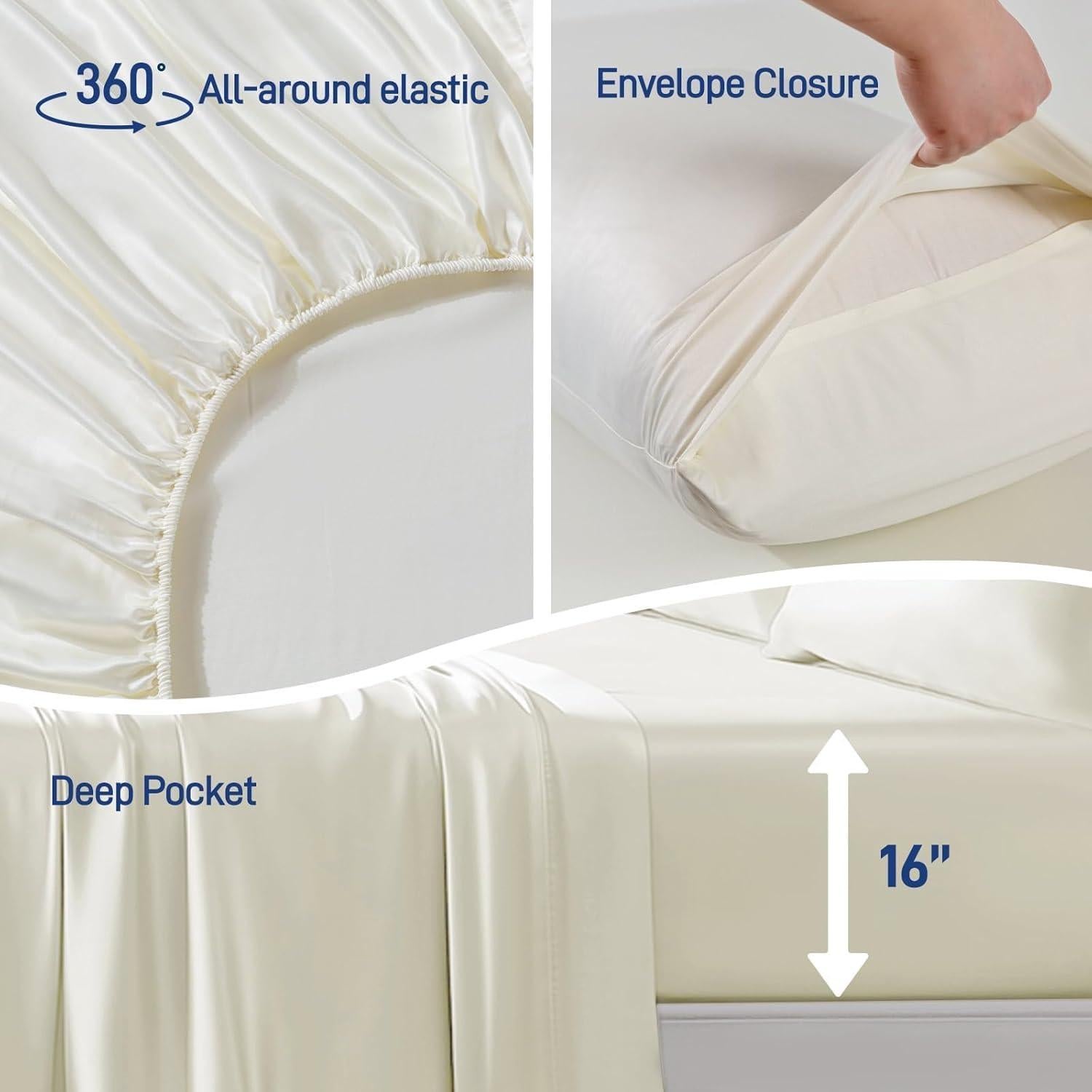 Juego de Sábanas Queen Sylvaris 4 Piezas Viscosa Bambú Blanco