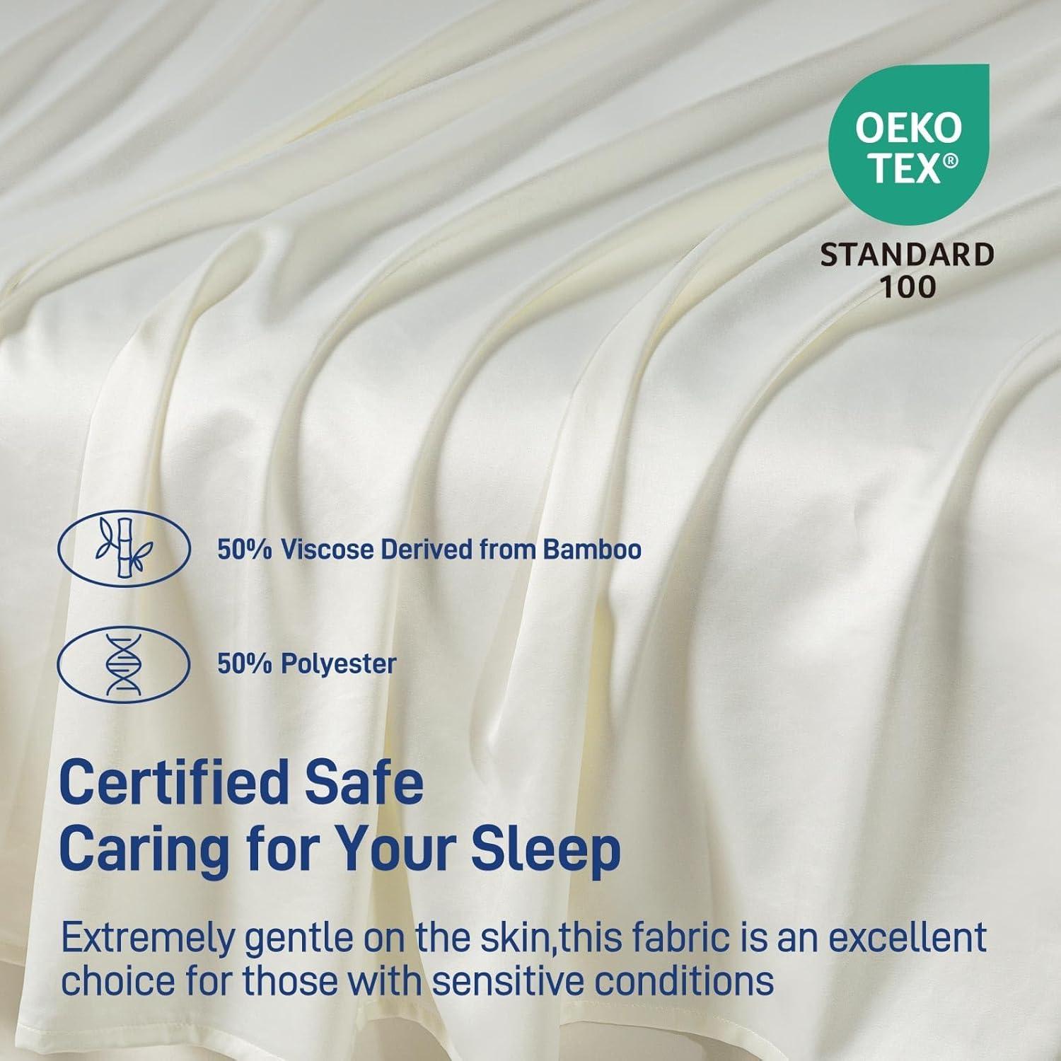 Juego de Sábanas Queen Sylvaris 4 Piezas Viscosa Bambú Blanco