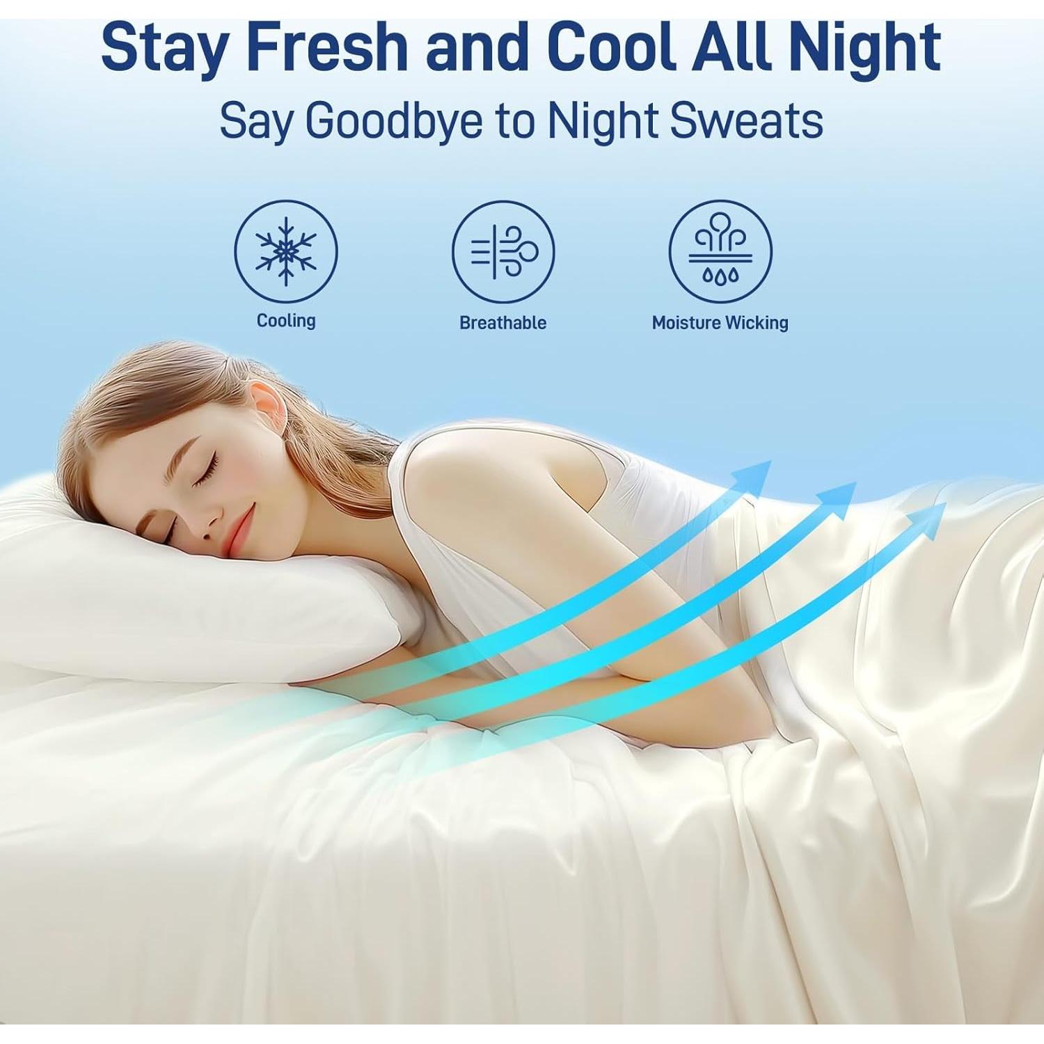 Juego de Sábanas Queen Sylvaris 4 Piezas Viscosa Bambú Blanco