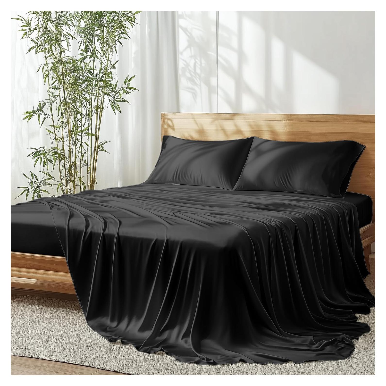 Sábanas de Viscosa de Bambú JSELF Queen 4 Piezas 400 Hilos