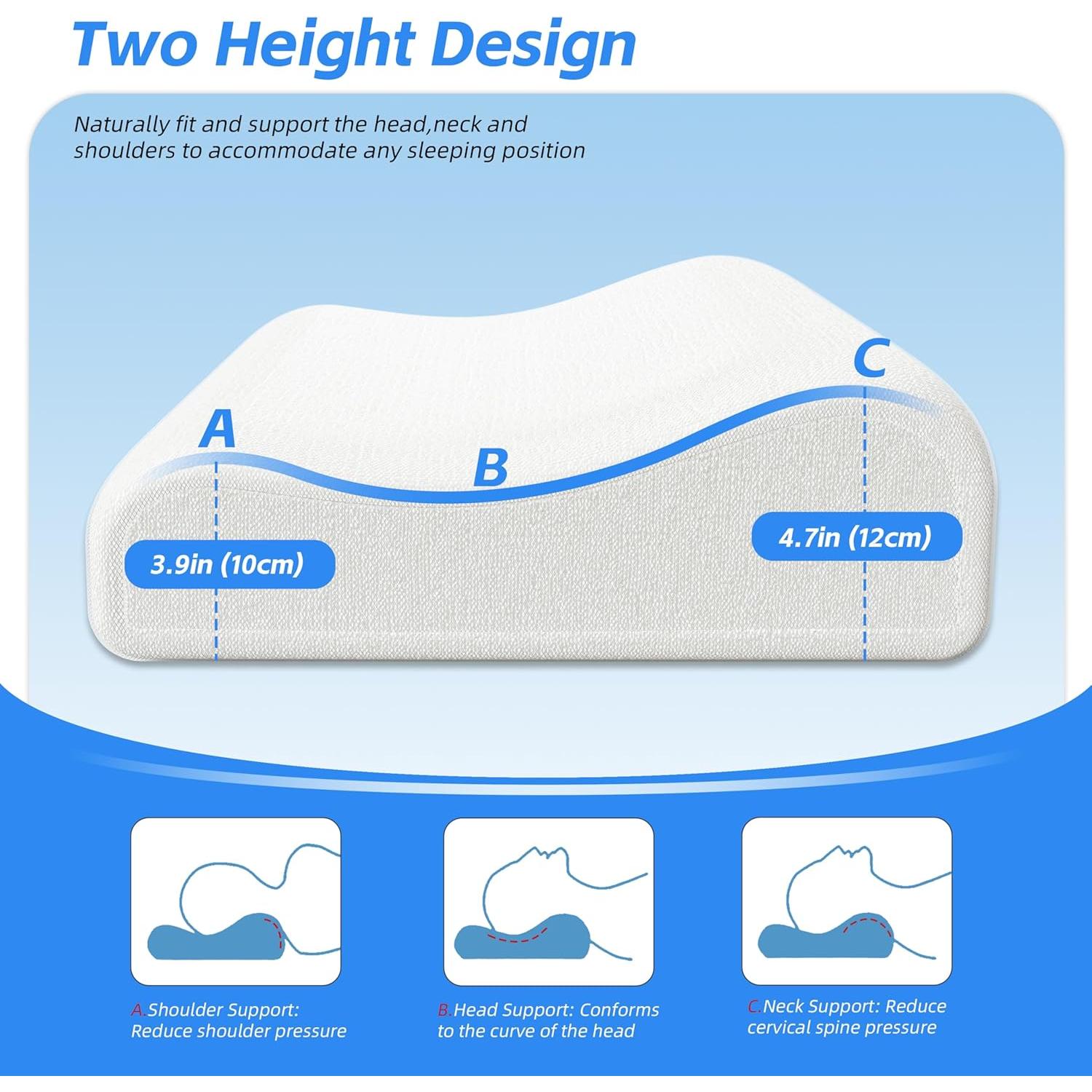 Almohada Cervical Kiseely Espuma Viscoelástica Juego de 2