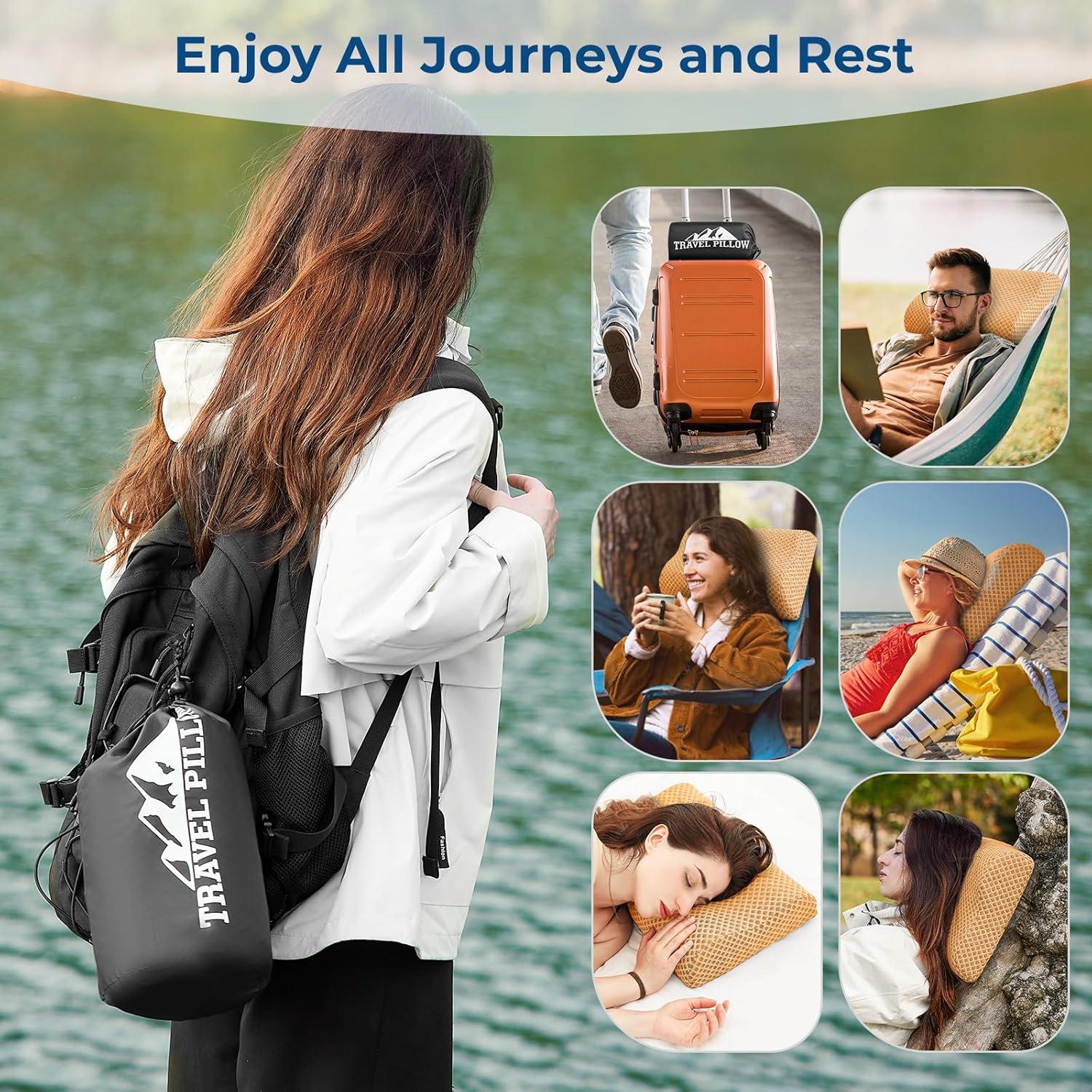 Almohada de Viaje PEUJEW Espuma Viscoelástica Ergonómica S