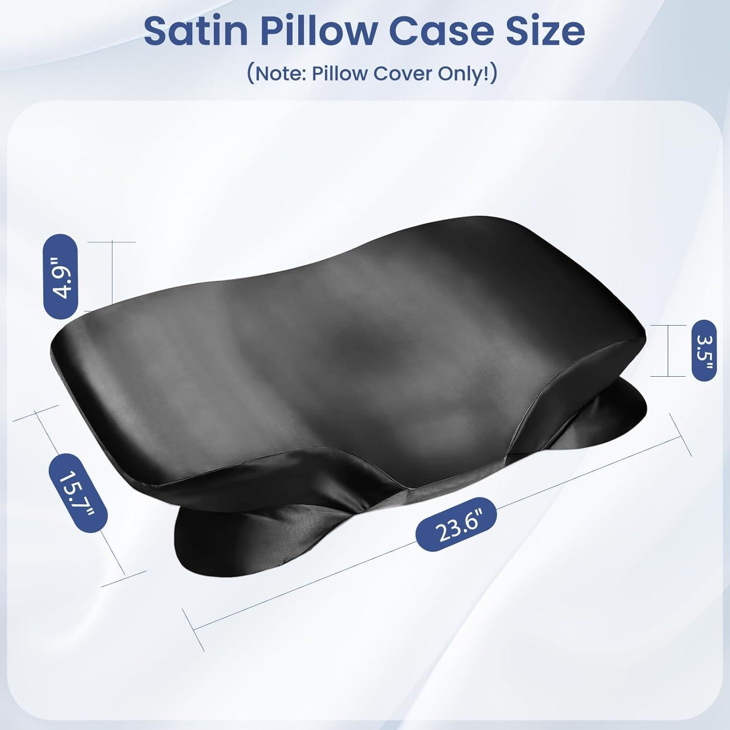 Funda de Sátin para Almohada Cervical Zelimun Negra 60x40 cm