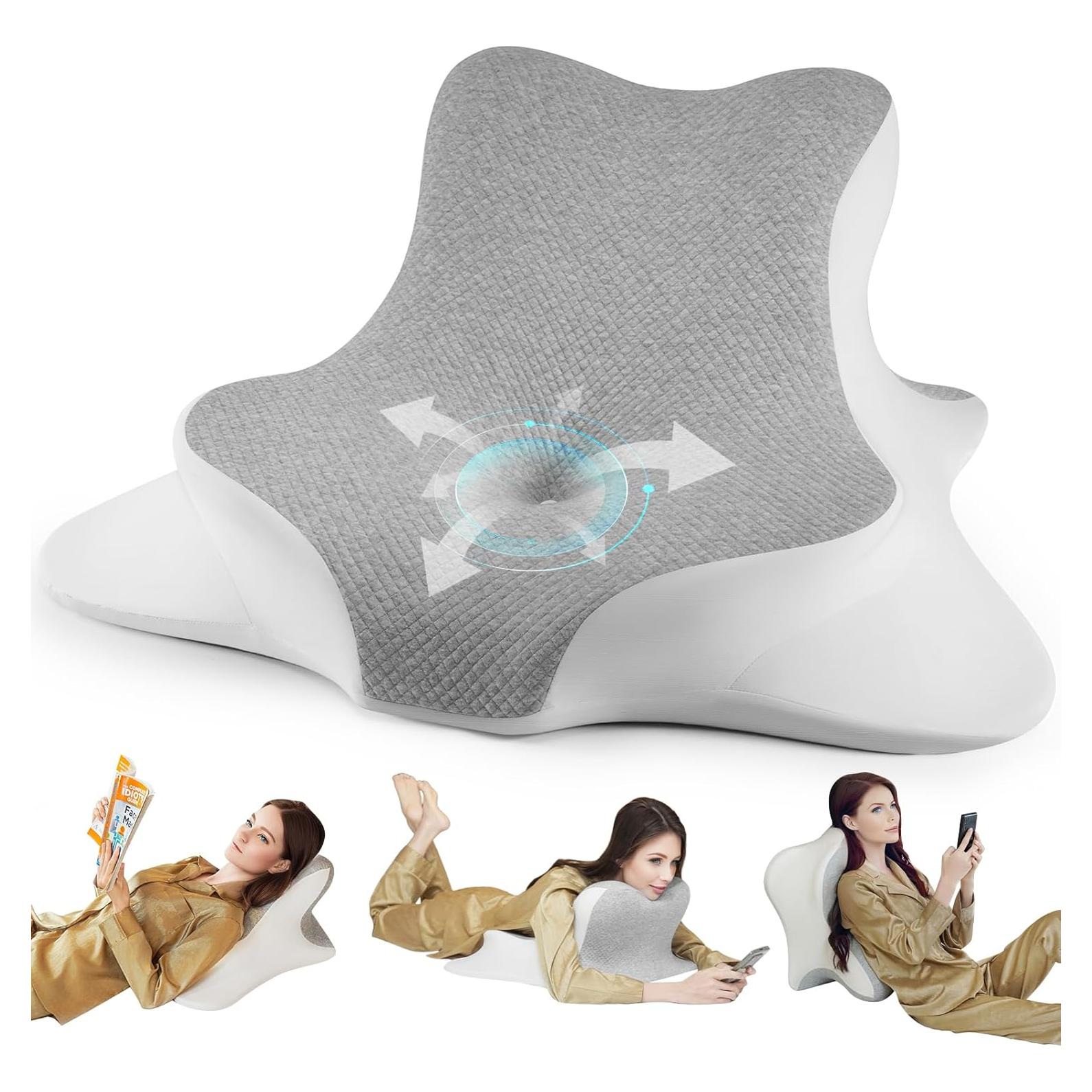 Almohada de Lectura Ergonómica WOGAHEV - Espuma Viscoelástica Gris