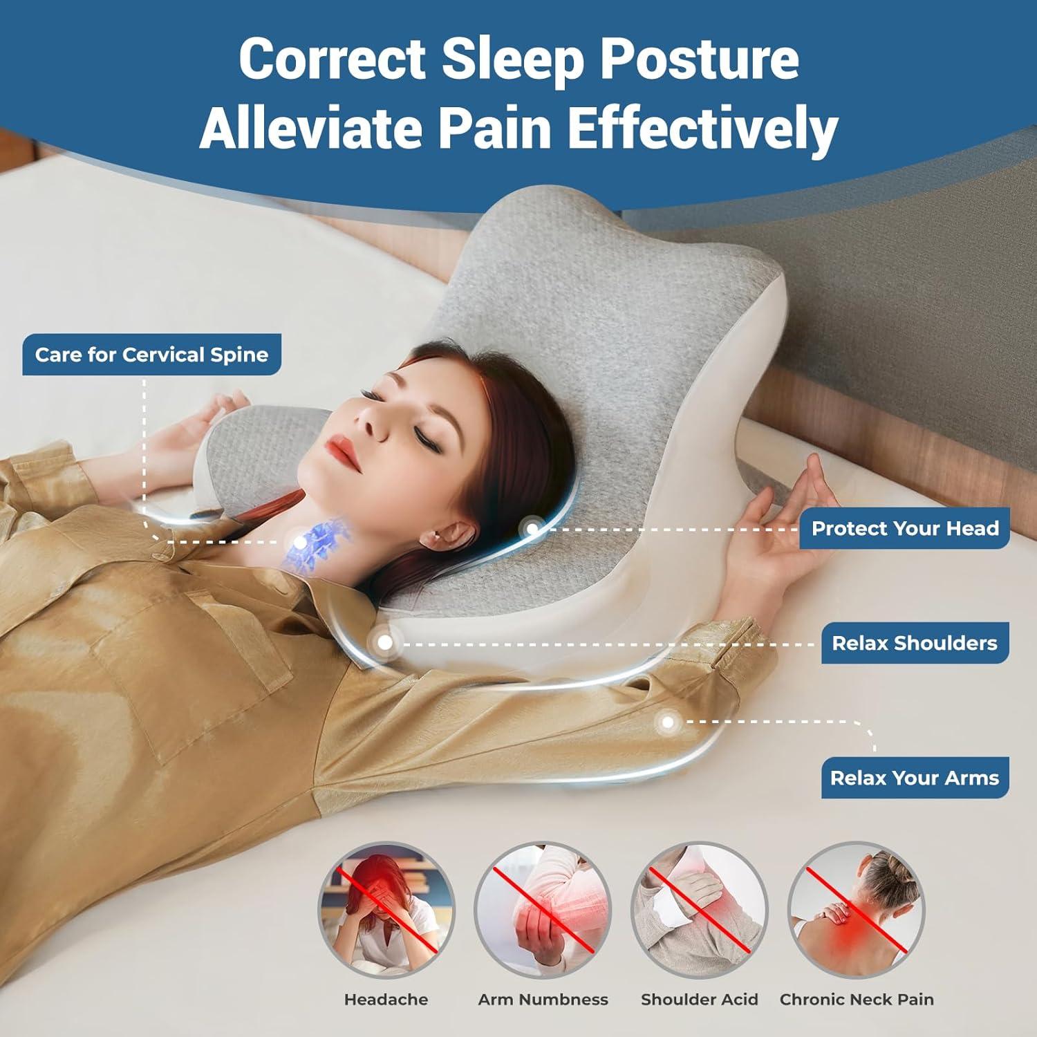 Almohada de Lectura Ergonómica WOGAHEV - Espuma Viscoelástica Gris