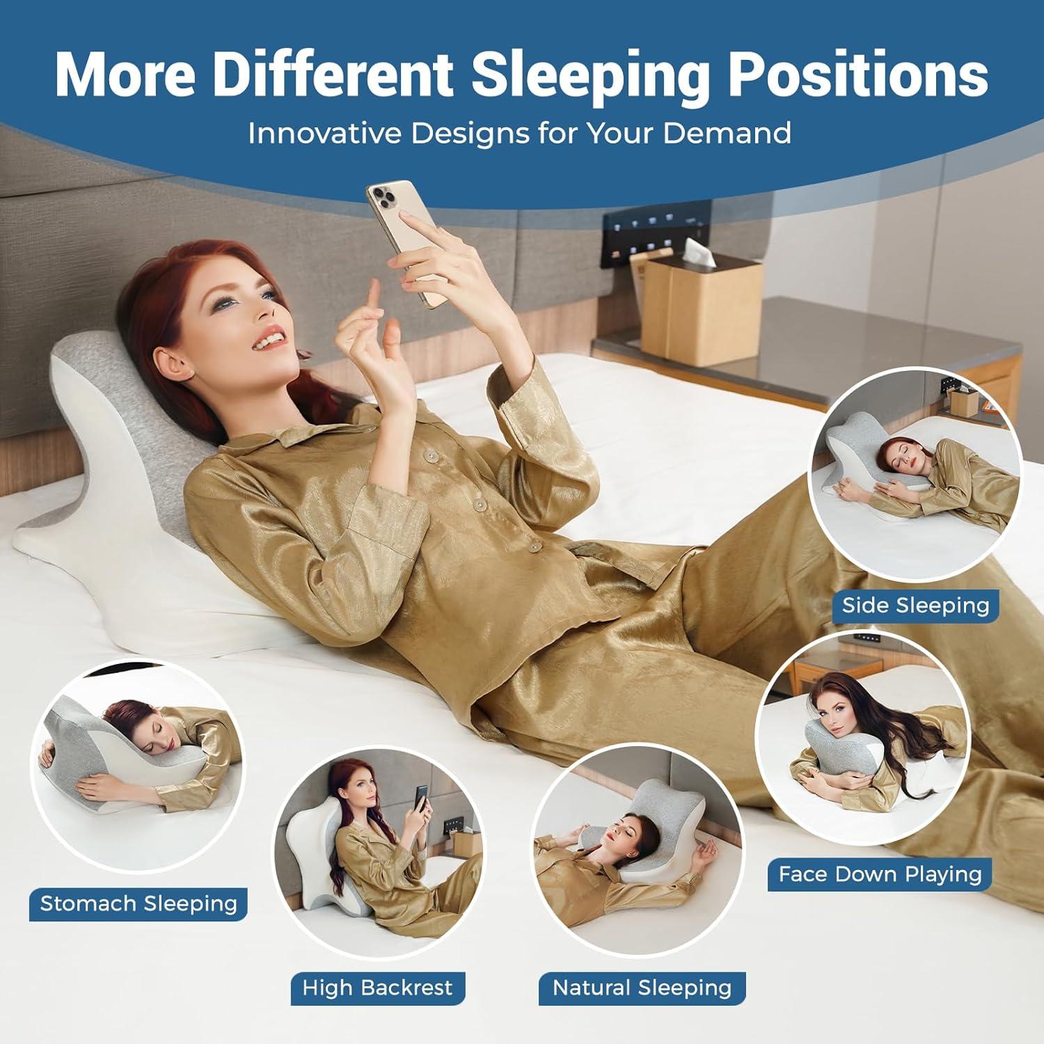 Almohada de Lectura Ergonómica WOGAHEV - Espuma Viscoelástica Gris