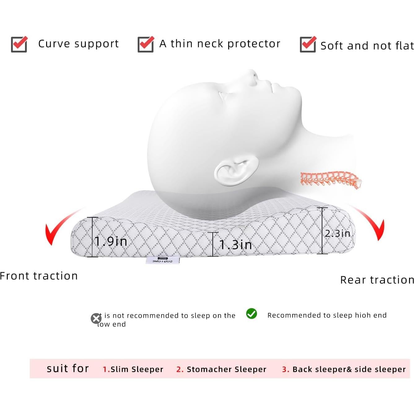 Almohada delgada SUQ I OME Espuma Viscoelástica 60x35 cm
