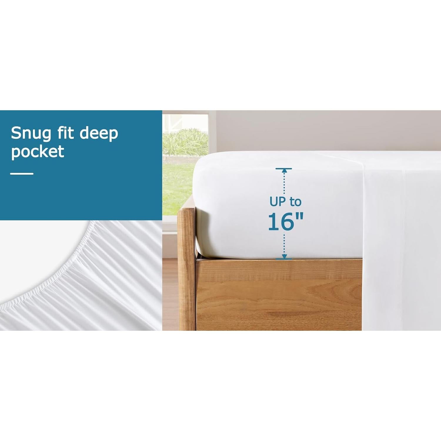 Conjunto de Sábanas Reina BYSURE 6 Piezas 100% Viscosa Blanco