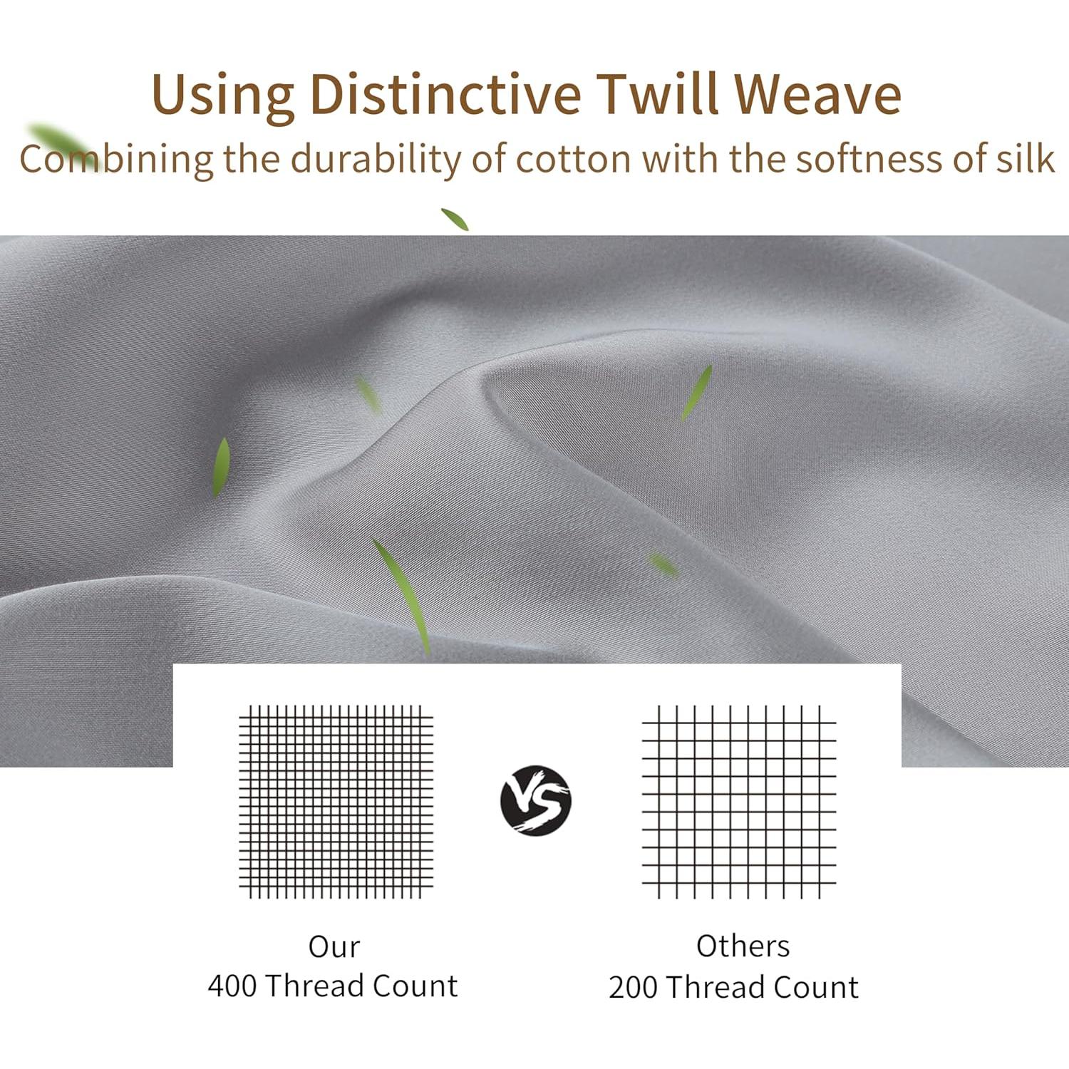 Sábana Ajustable Reina Zaizaihome 100% Viscosa Bambú Gris 400 Hilos