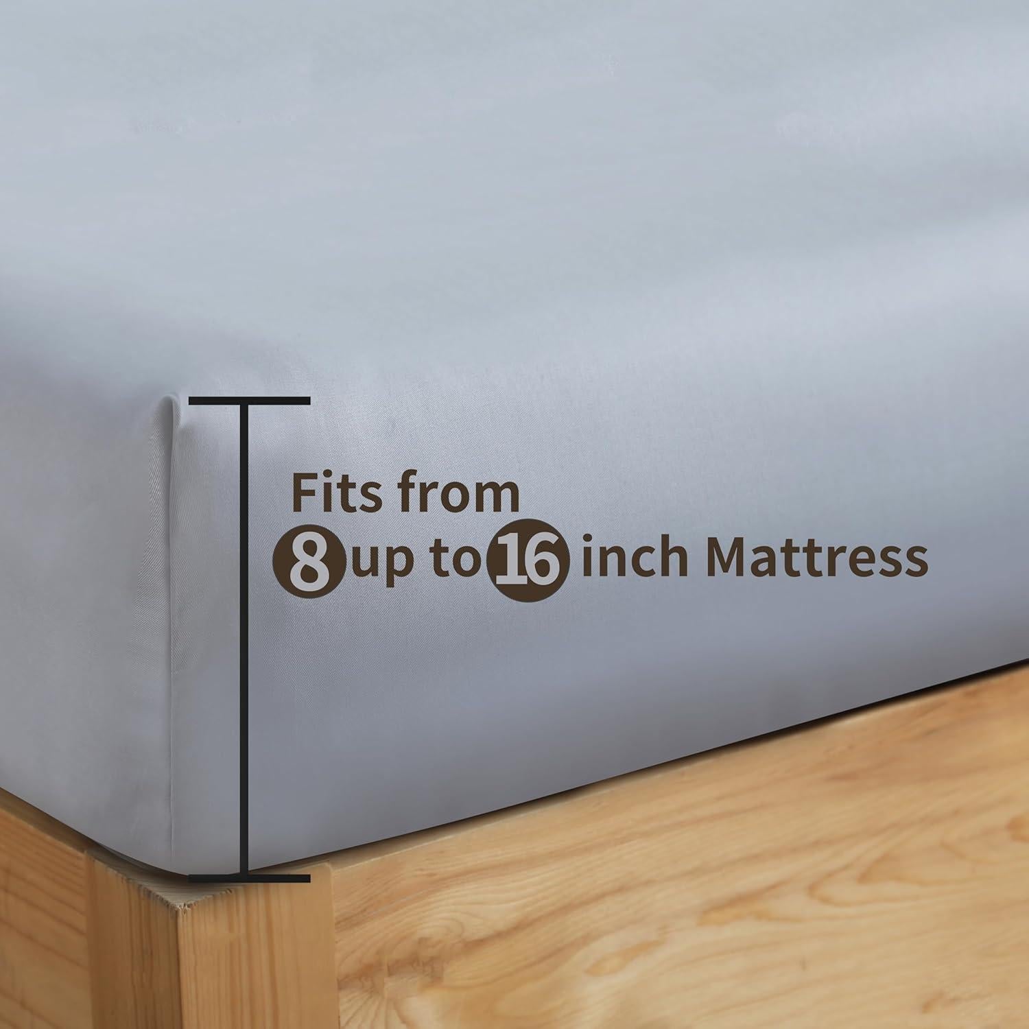 Sábana Ajustable Reina Zaizaihome 100% Viscosa Bambú Gris 400 Hilos