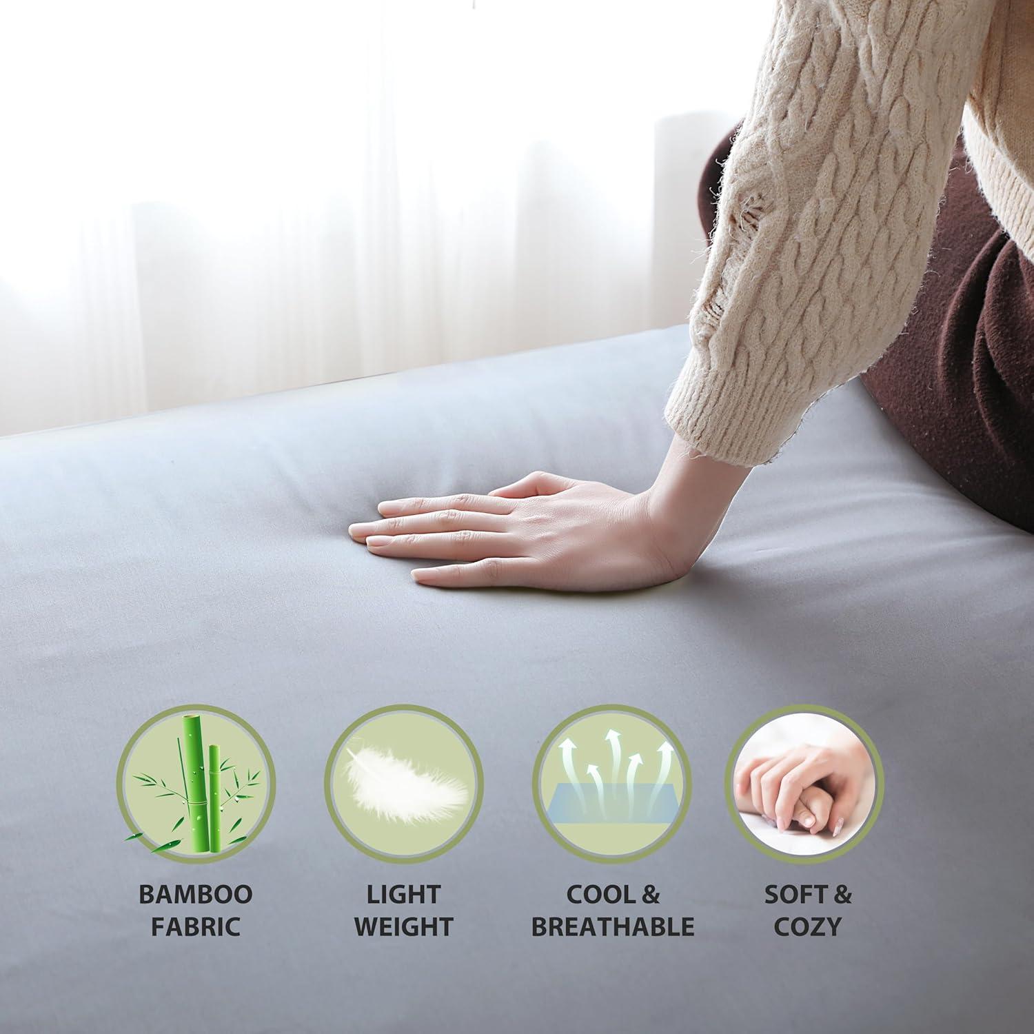 Sábana Ajustable Reina Zaizaihome 100% Viscosa Bambú Gris 400 Hilos