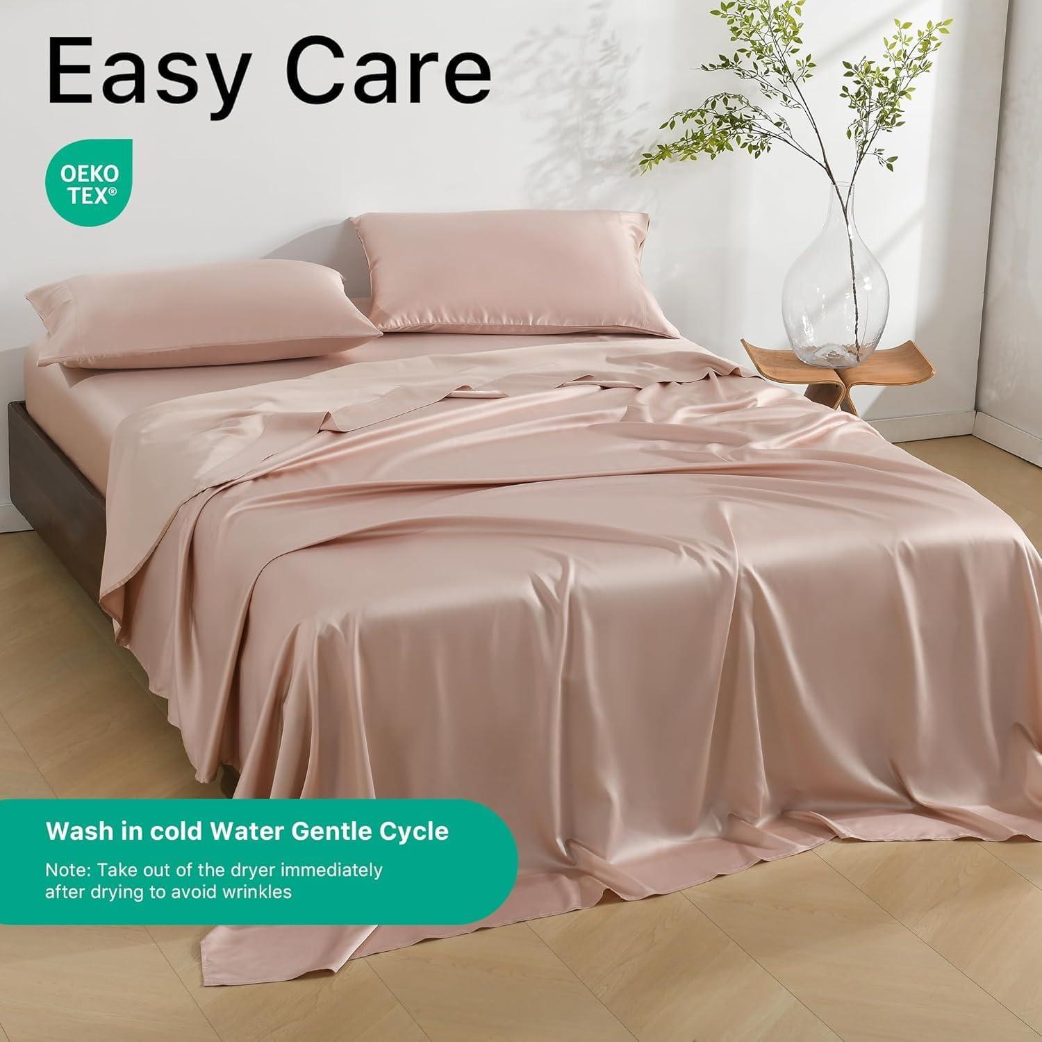 Juego de Sábanas Queen NATUREFIELD 4 Piezas Seda Bambú