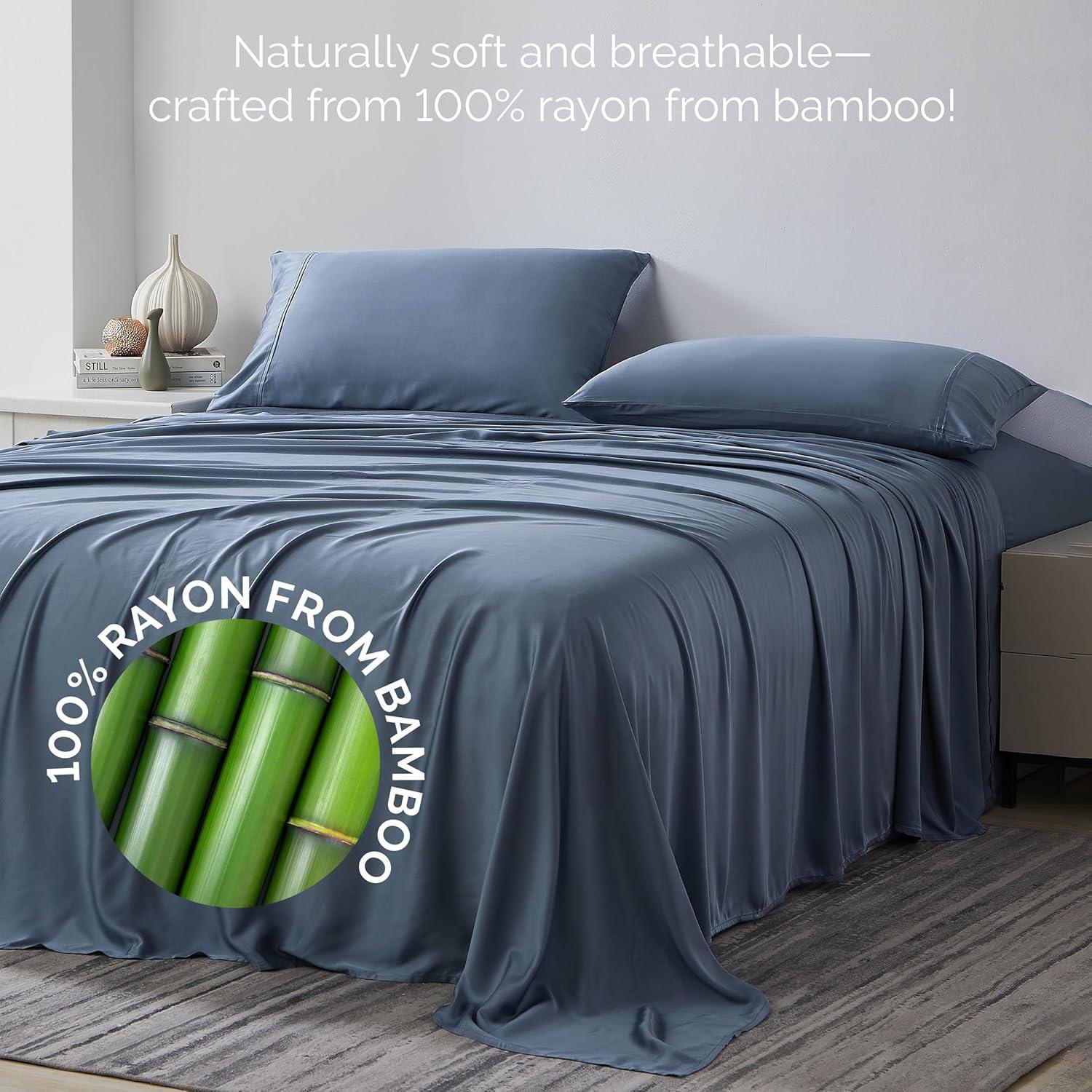 Juego de Sábanas Queen Southshore Rayón Bambú 300 TC Azul