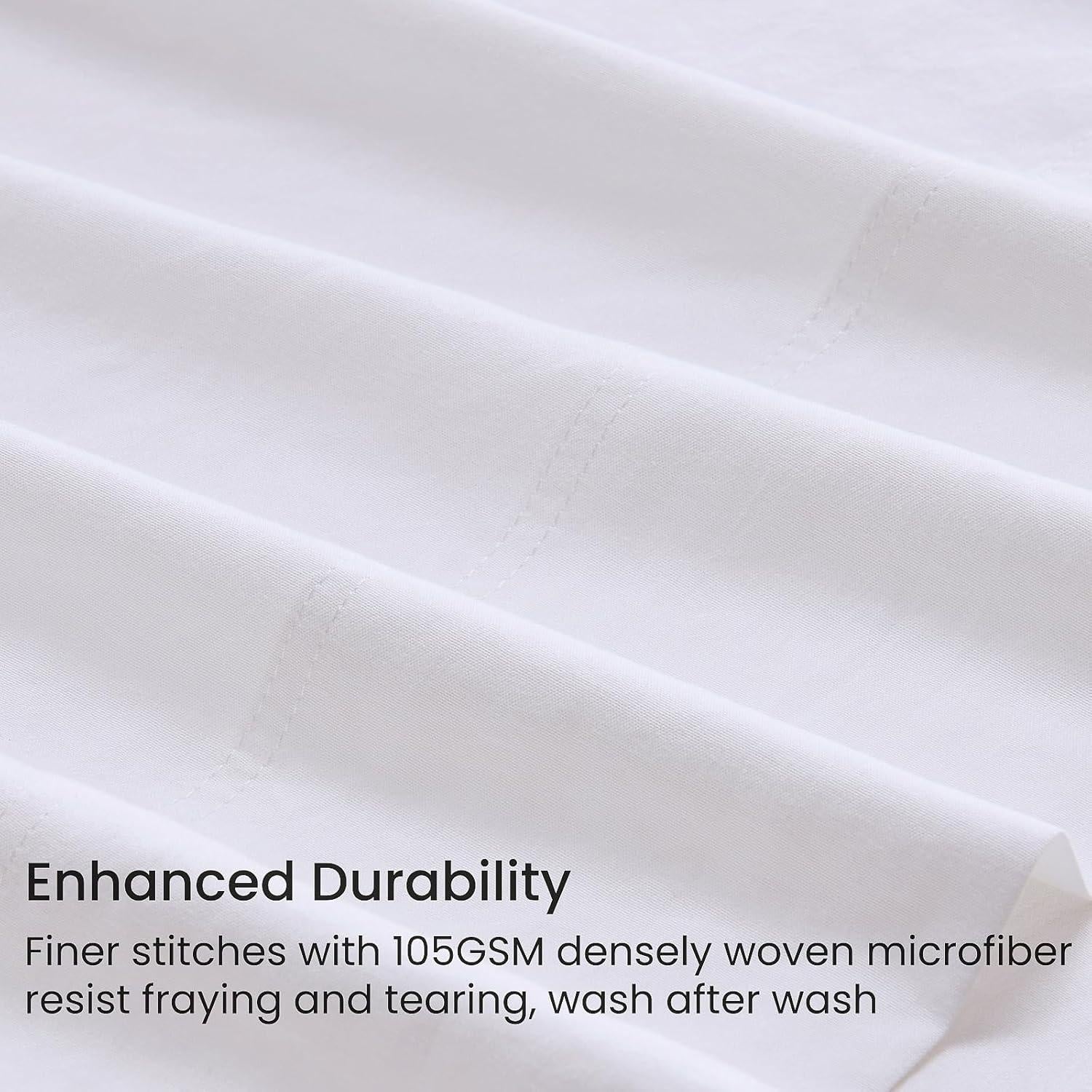 Juego de Sábanas de Reina GOKOTTA 4 Piezas Microfibra Blanco