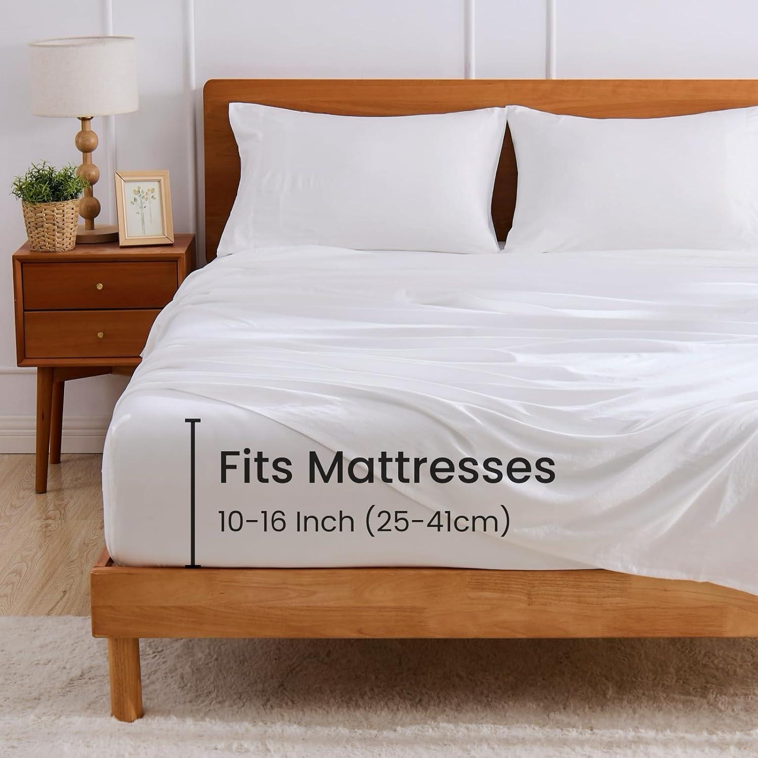 Juego de Sábanas de Reina GOKOTTA 4 Piezas Microfibra Blanco