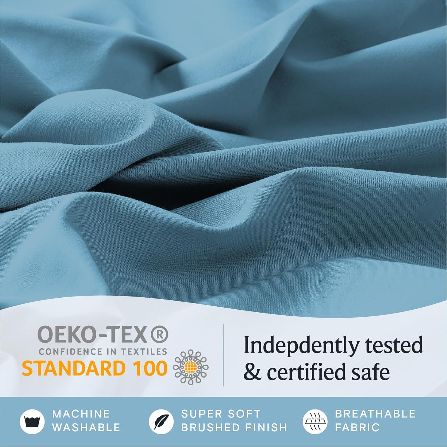 Juego de Sábanas Queen LuxClub 6 Piezas Microfibra Azul Claro