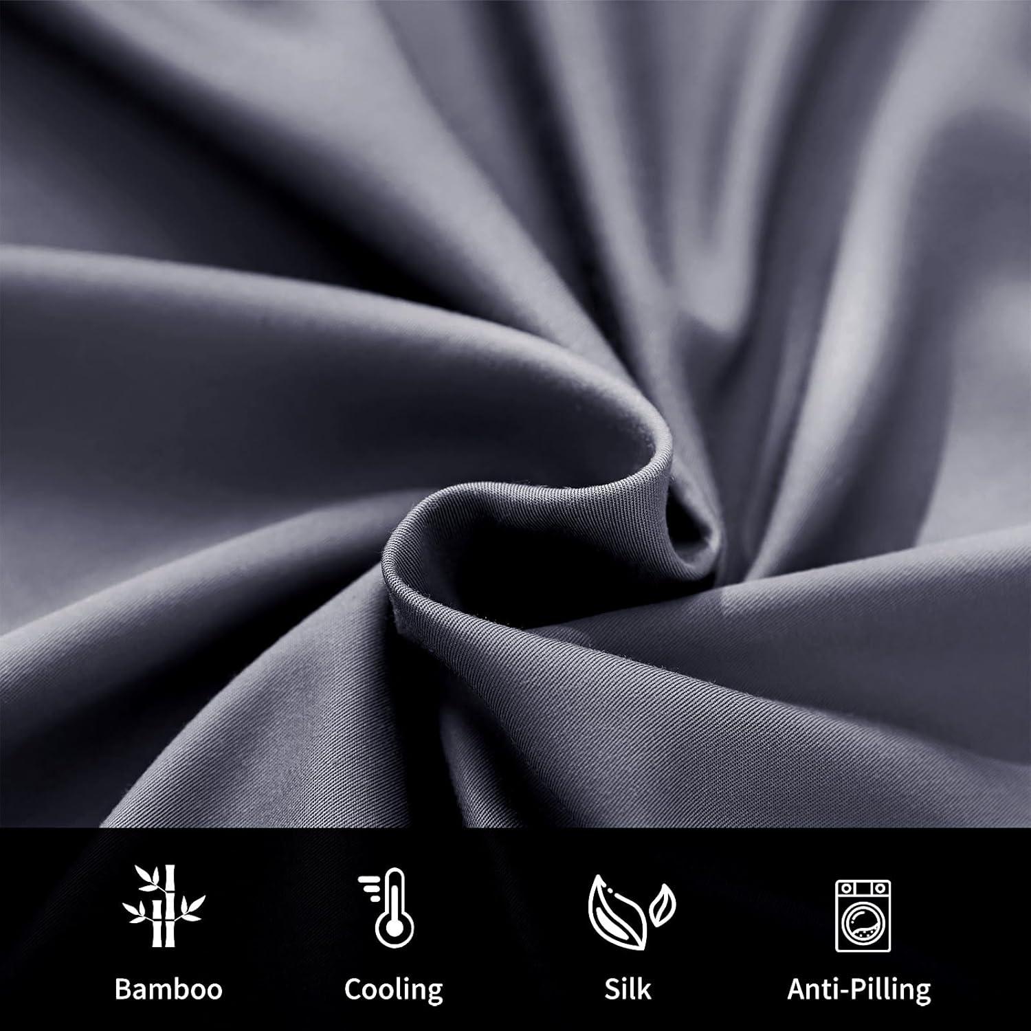 Sábana Ajustable Queen HCORA 100% Viscosa Bambú 400 Hilos Gris