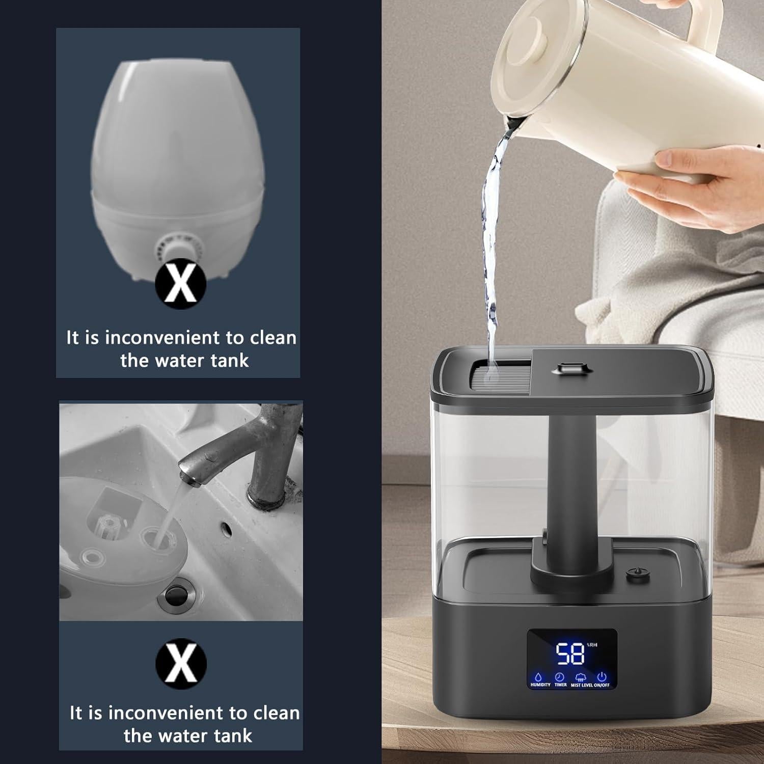 Humidificador Ultrasonido KZF 520 2.2L Silencioso para Dormitorio