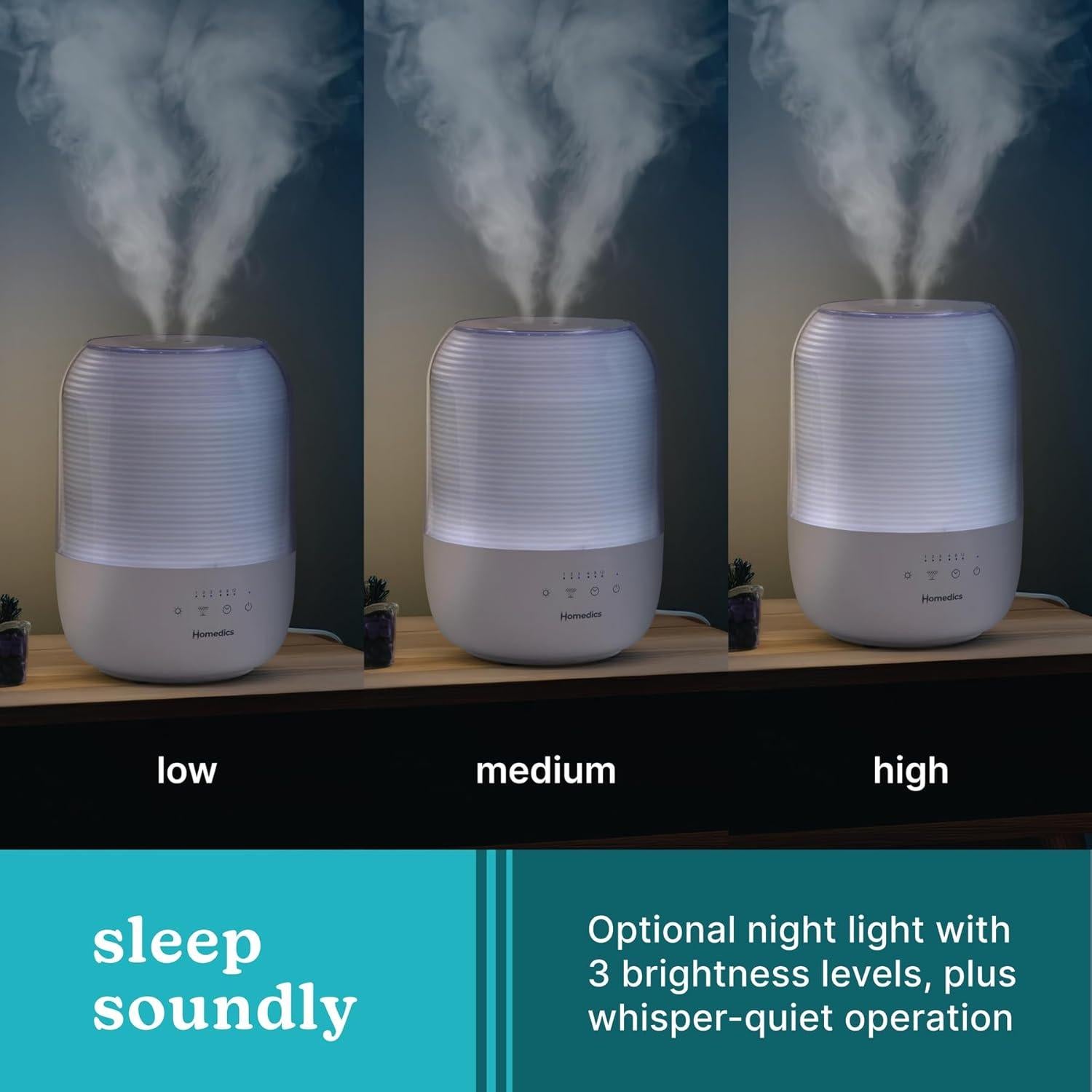 Humidificador ultrasónico HoMedics UHE-CMTF63, 3L, 36.8 m²