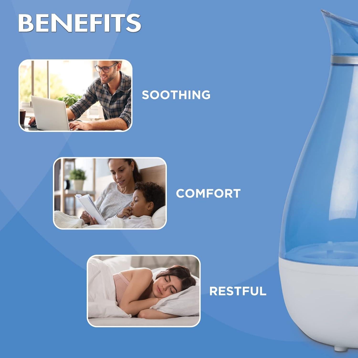 Humidificador Ultrasonico HealthWise 2.6L Niebla Fría Sin Filtro