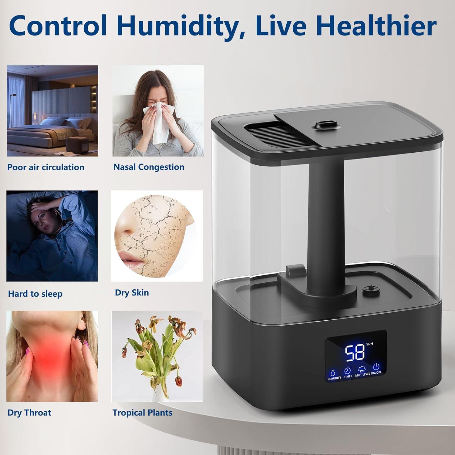 Humidificador KZF 6L Ultrasonido con Pantalla Digital y Aromaterapia