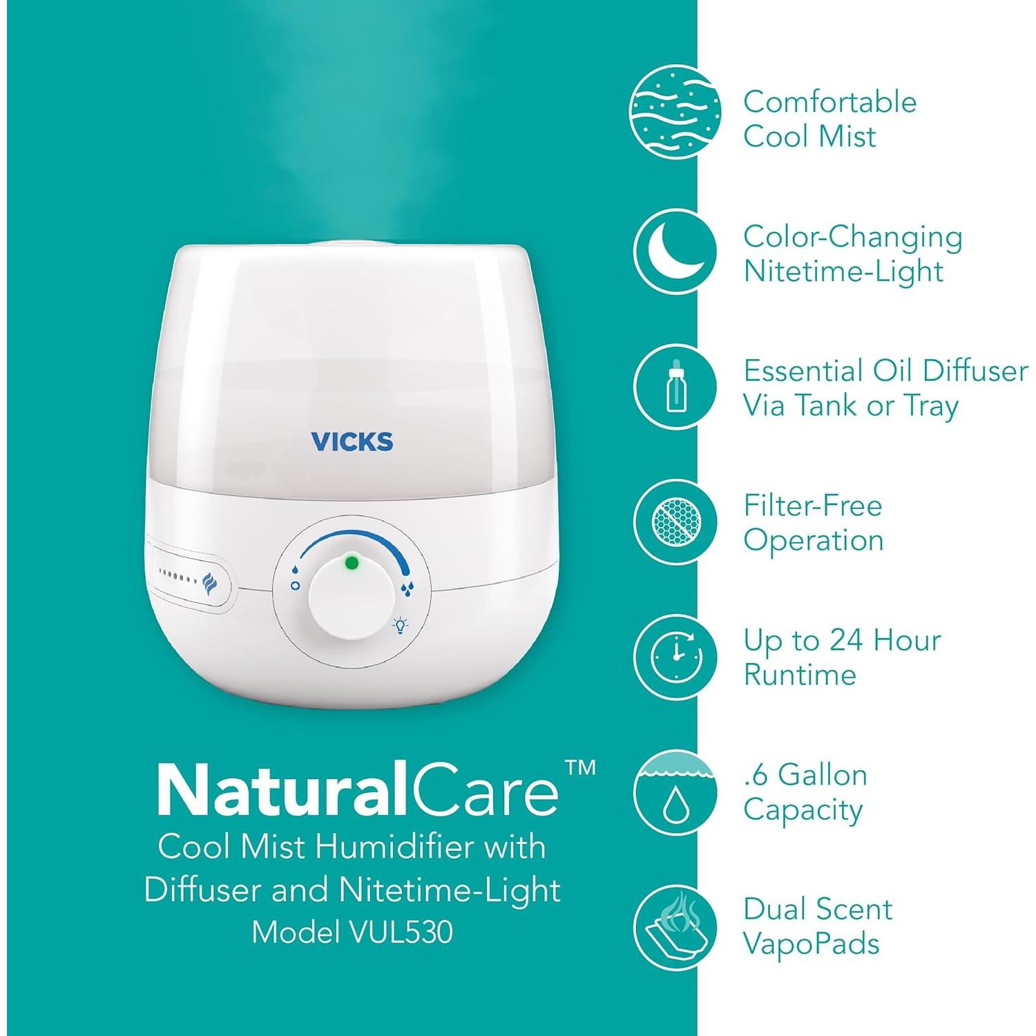 Humidificador Ultrasonico Vicks VUL530 Niebla Fría 1.74kg