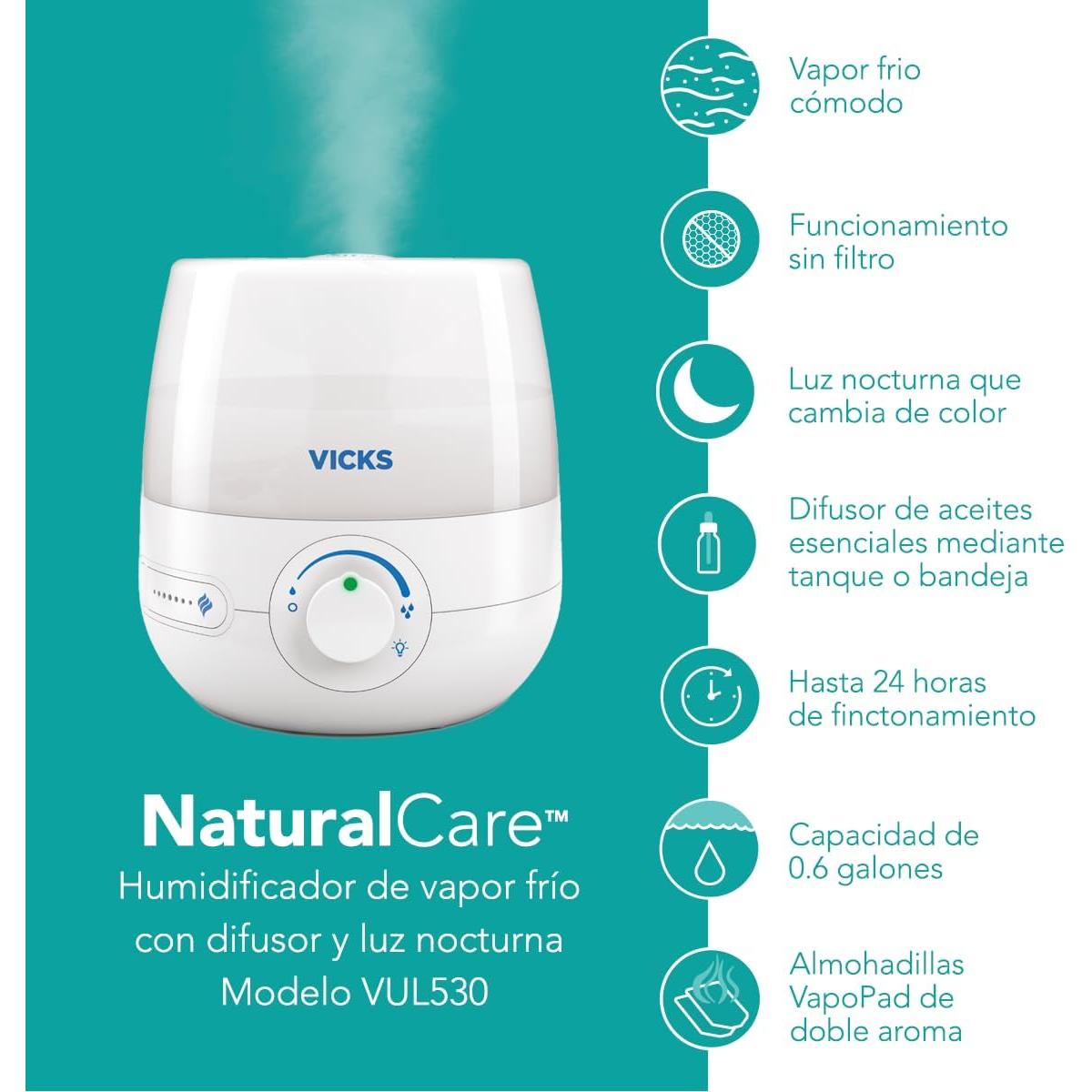 Humidificador Ultrasonico Vicks VUL530 Niebla Fría 1.74kg