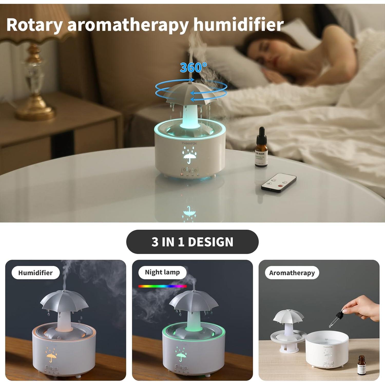 Humidificador Ultrasónico THINNFOK 300ml con Difusor de Aromas