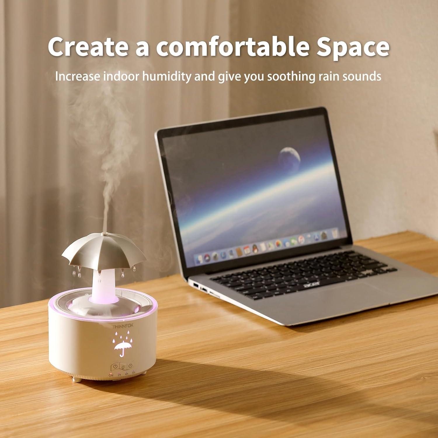 Humidificador Ultrasónico THINNFOK 300ml con Difusor de Aromas