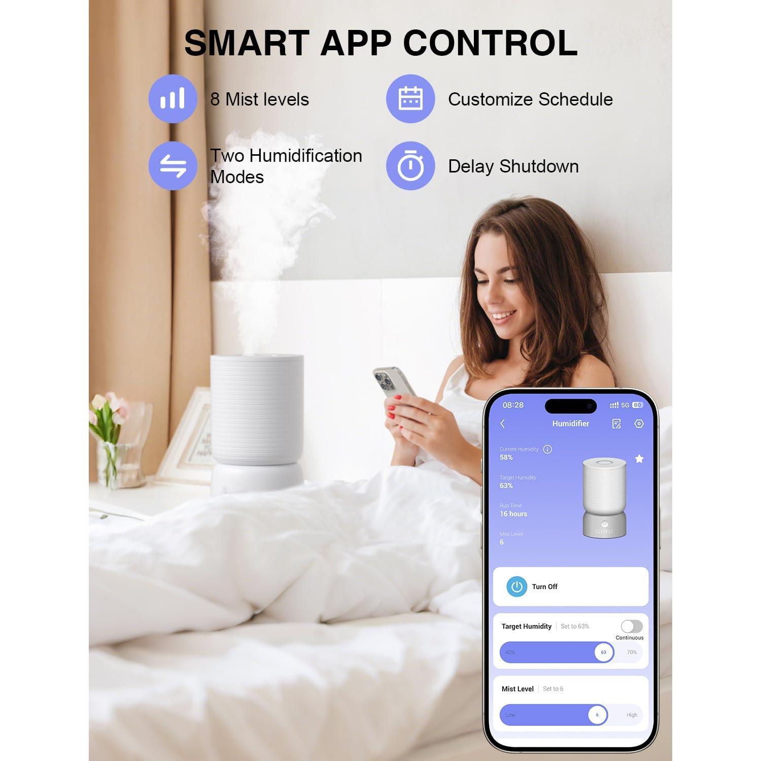 Humidificador Inteligente CLEVAST CL-HD02 4L con Control APP y Voz