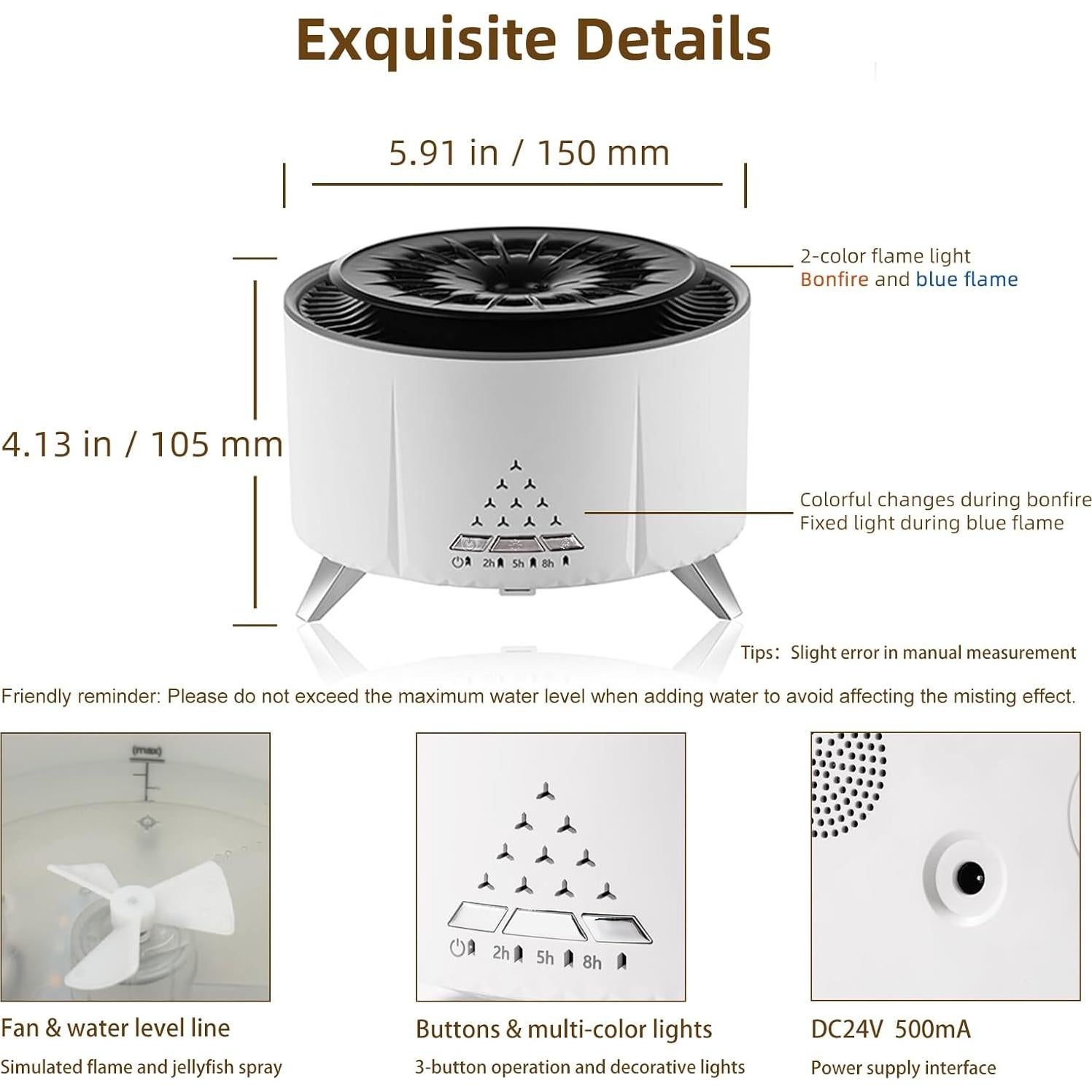 Humidificador HODEMI Aroma 300ml con Control Remoto y Luz