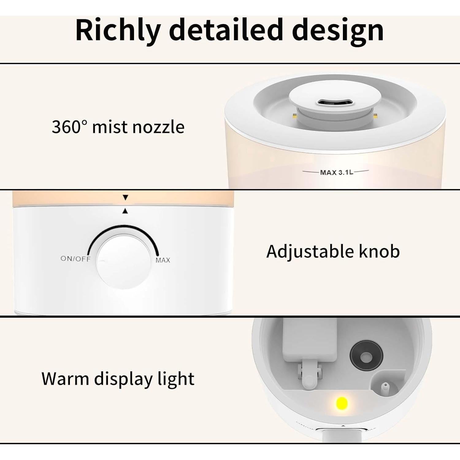 Humidificador ultrasónico Msolok HD-3101S 3.1L para dormitorio