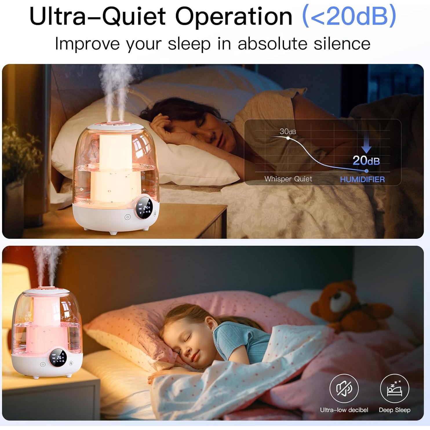 Humidificador MRWALK ZM-Humidificador-Blanco 3L 30H Silencioso