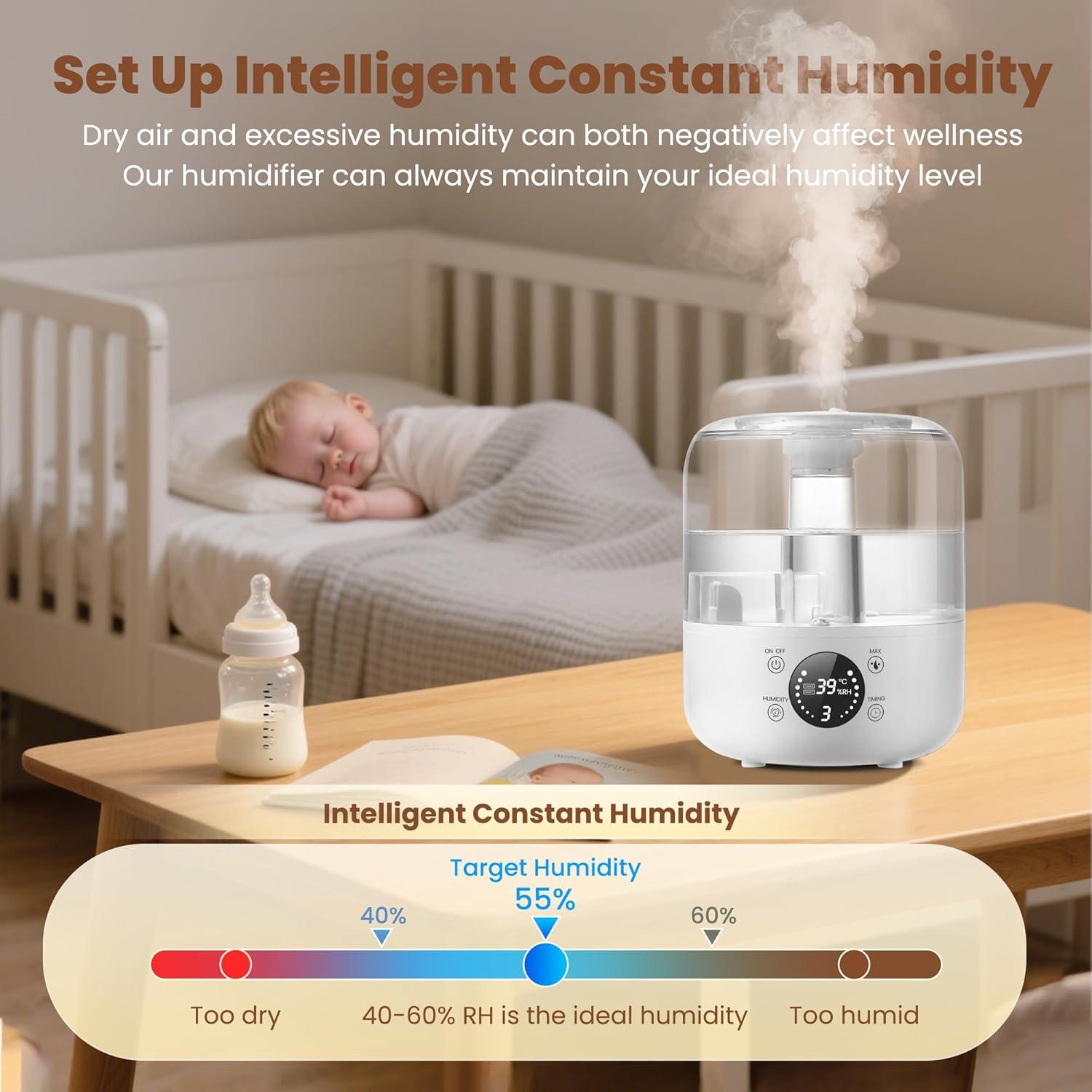 Humidificador QWUE 3L Ultrasonido Silencioso para Dormitorio