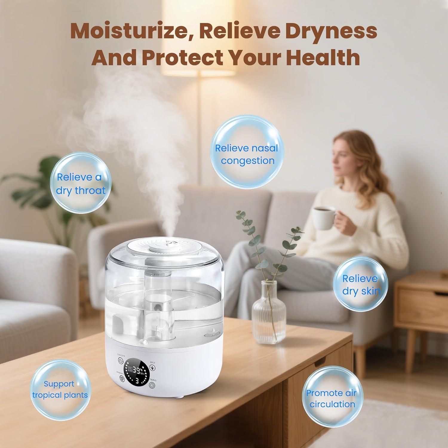 Humidificador QWUE 3L Ultrasonido Silencioso para Dormitorio