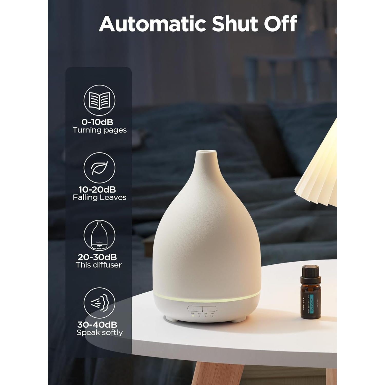 Difusor de Aceite InnoGear 300ml Cerámica Blanca Aromaterapia