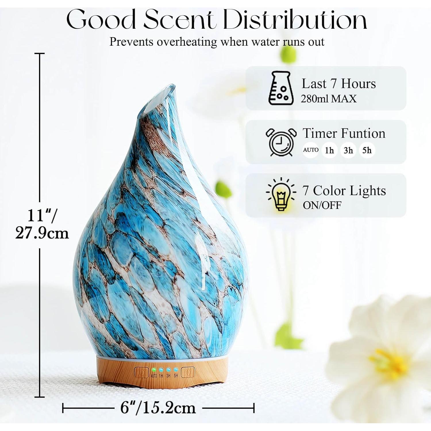 Difusor de Aceite Esencial Porseme 280ml Vidrio Control Remoto