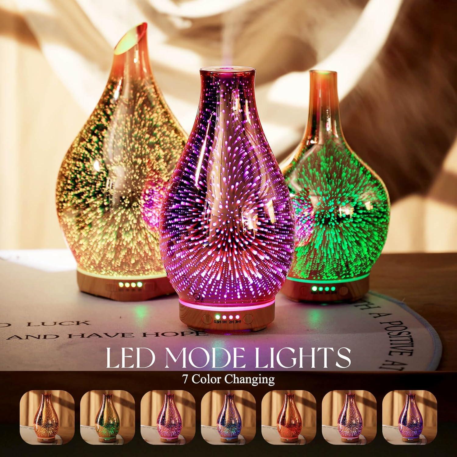 Difusor de Aceite Esencial Porseme 100ml 3D Vidrio Aromaterapia