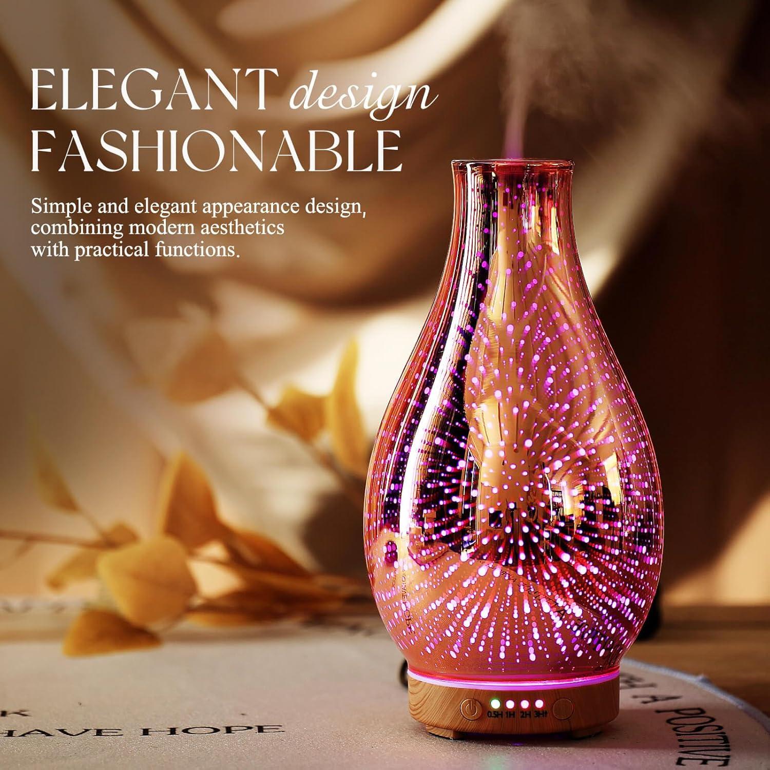 Difusor de Aceite Esencial Porseme 100ml 3D Vidrio Aromaterapia