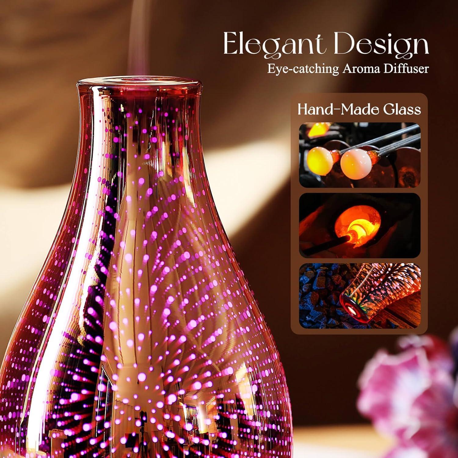 Difusor de Aceite Esencial Porseme 100ml 3D Vidrio Aromaterapia