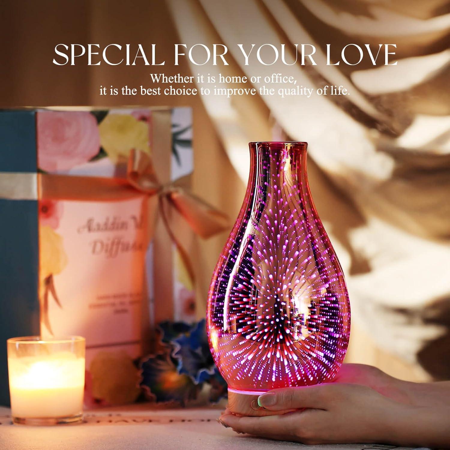 Difusor de Aceite Esencial Porseme 100ml 3D Vidrio Aromaterapia